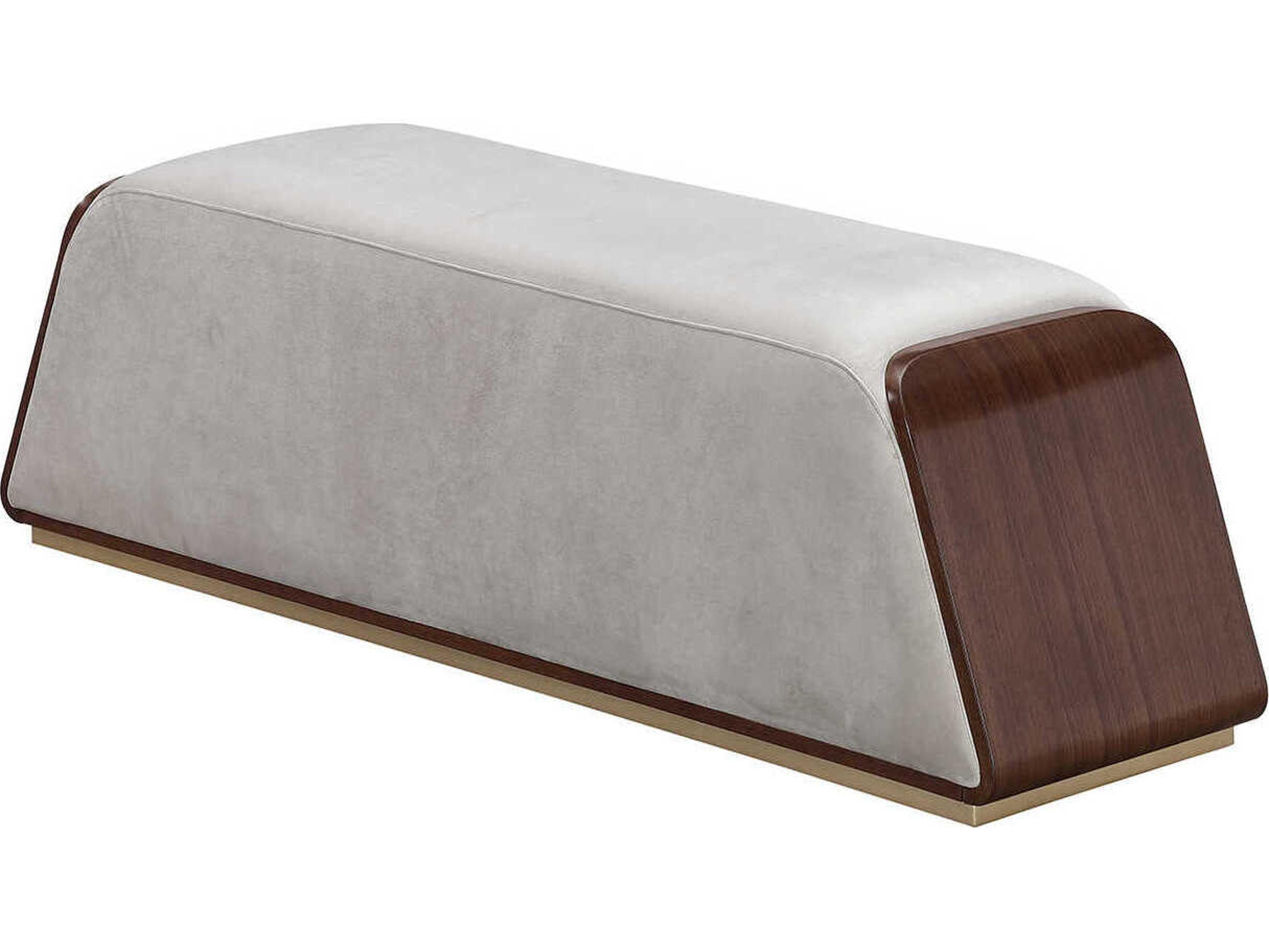 Michael Amini Houston Gray Velvet Upholstered Accent Bench