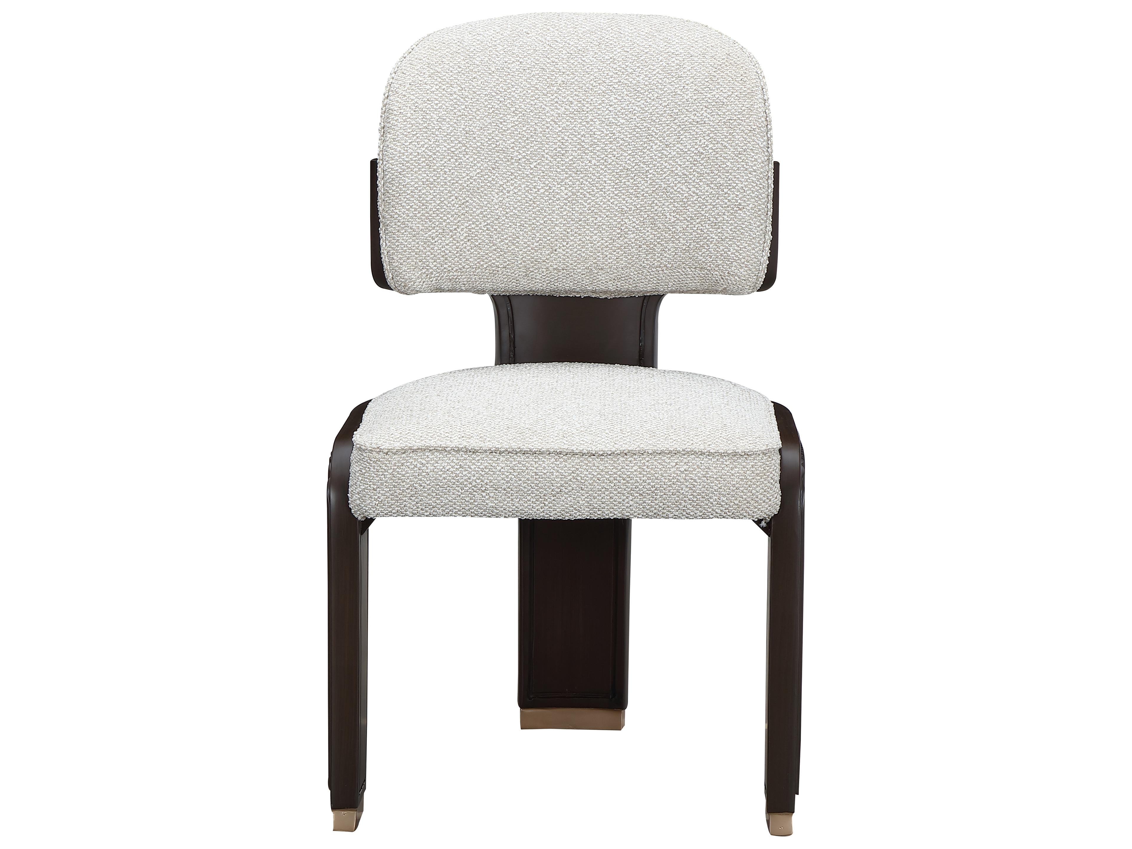 Michael Amini West Kensington Espresso Rubberwood Gray Upholstered Armless Dining Chair