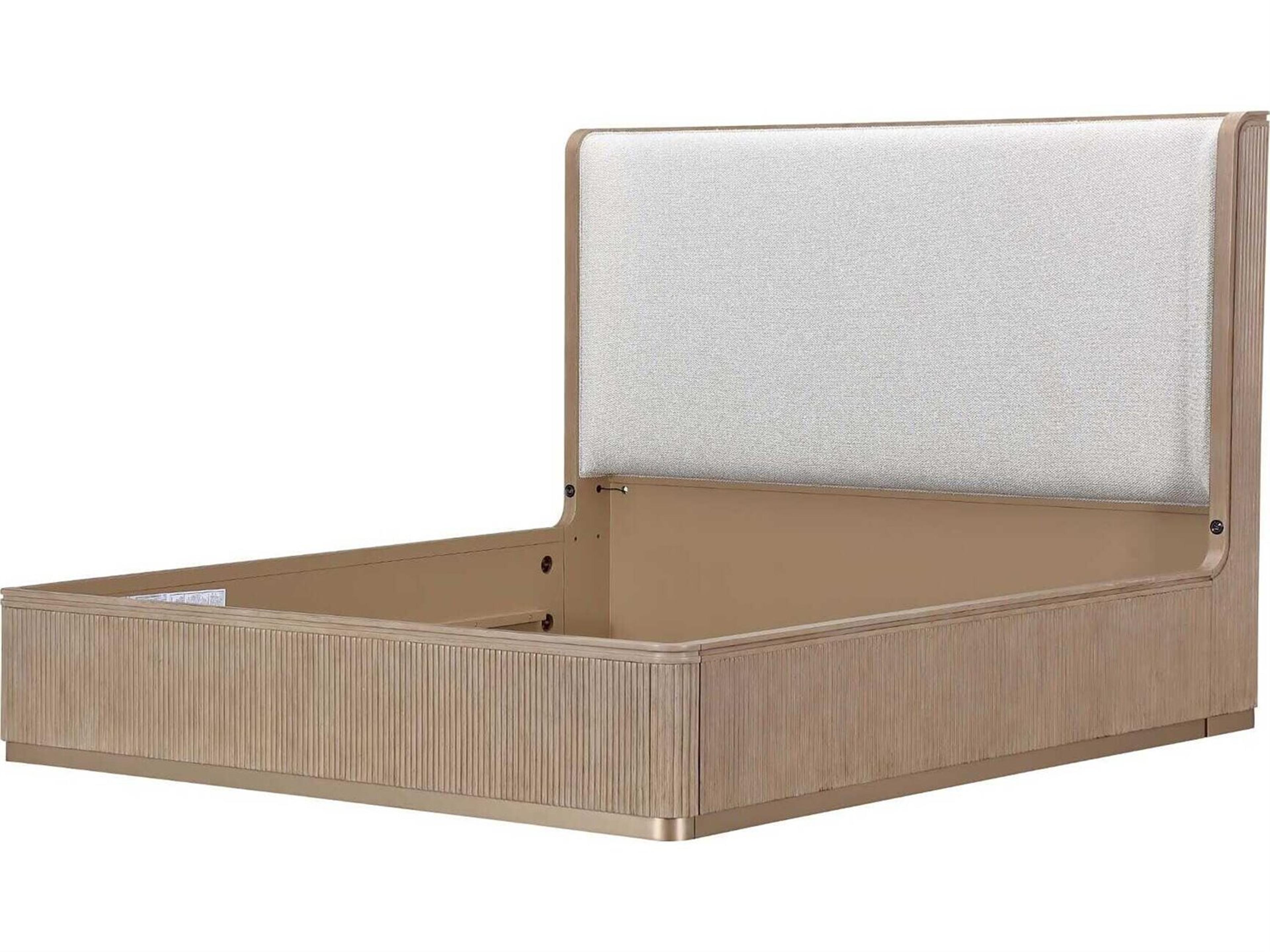 Michael Amini West Kensington Sea Salt Caramel Beige Rubberwood Wood California King Platform Bed