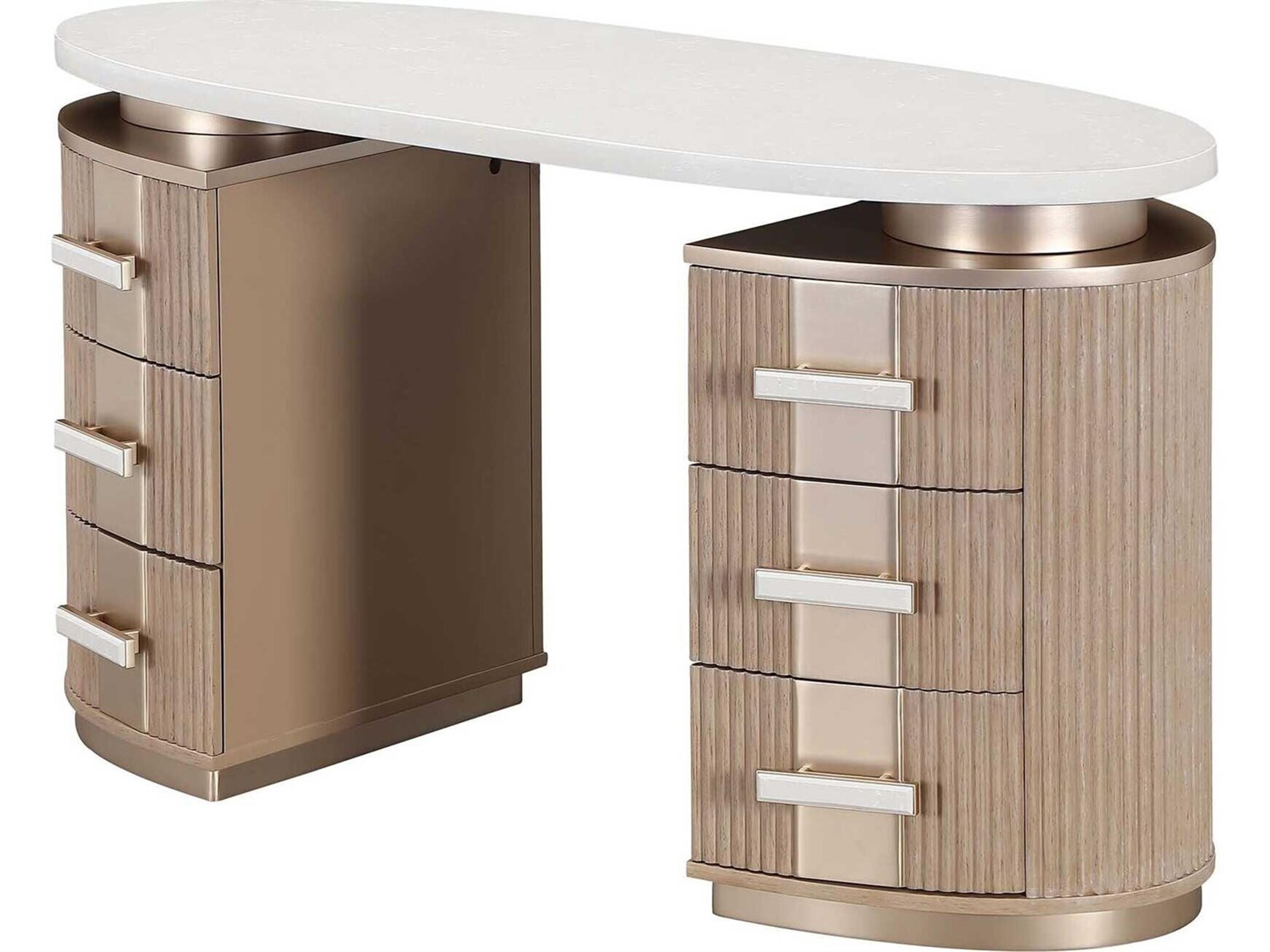 Michael Amini West Kensington Sea Salt Caramel Rubberwood Vanity Table