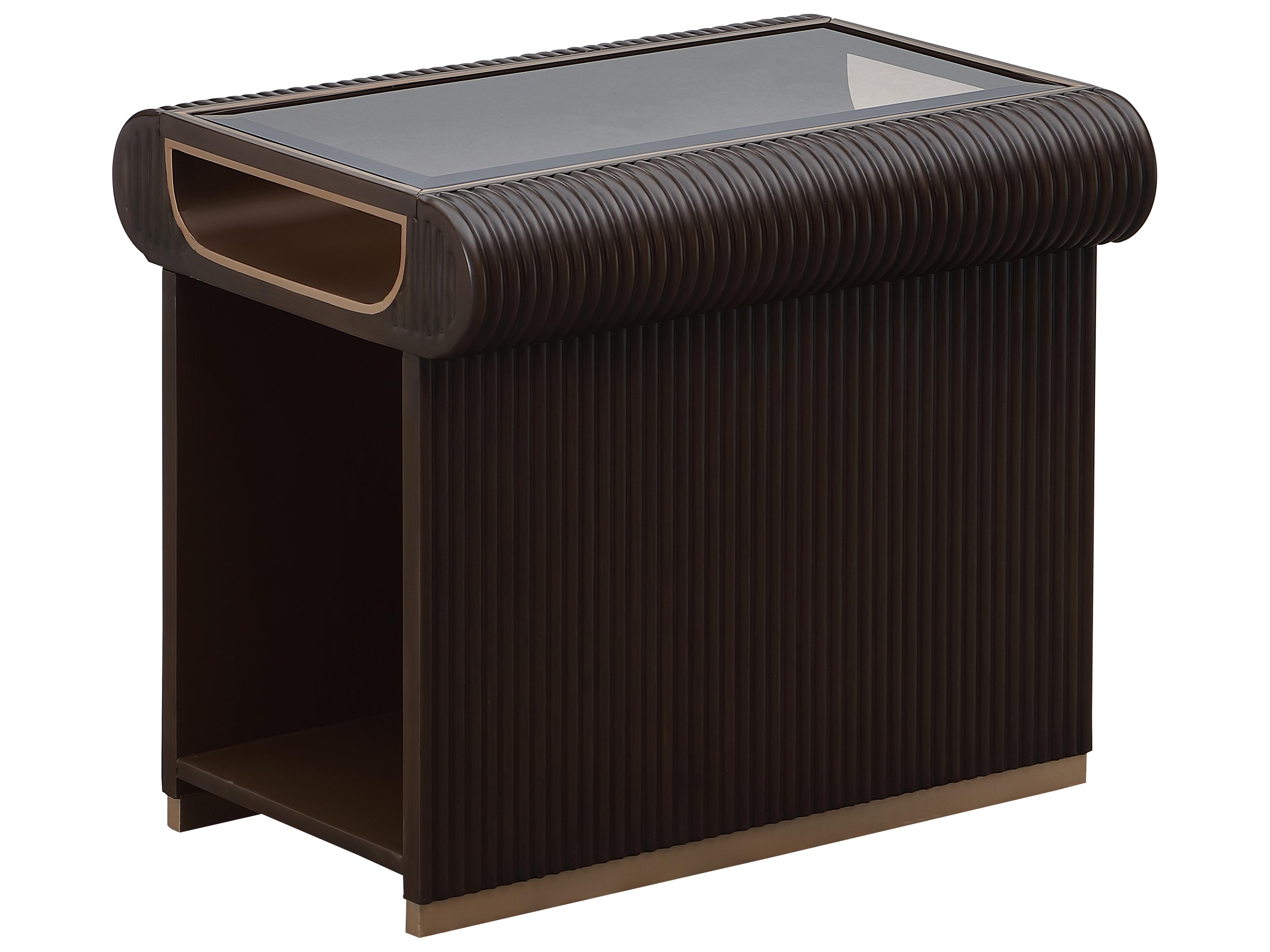 Michael Amini West Kensington Rectangular Glass Espresso End Table