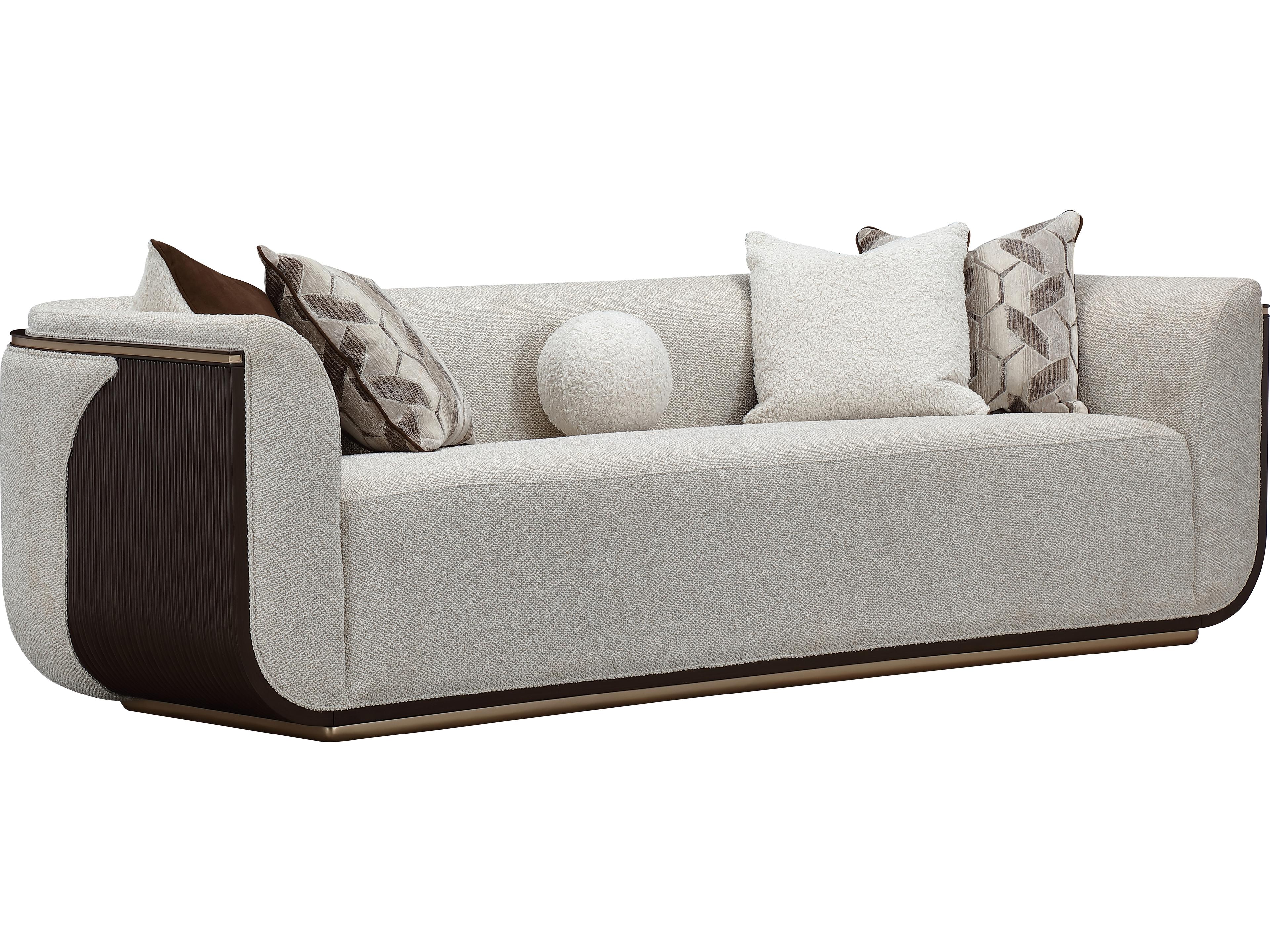 Michael Amini West Kensington Espresso Buff Gray Upholstered Sofa