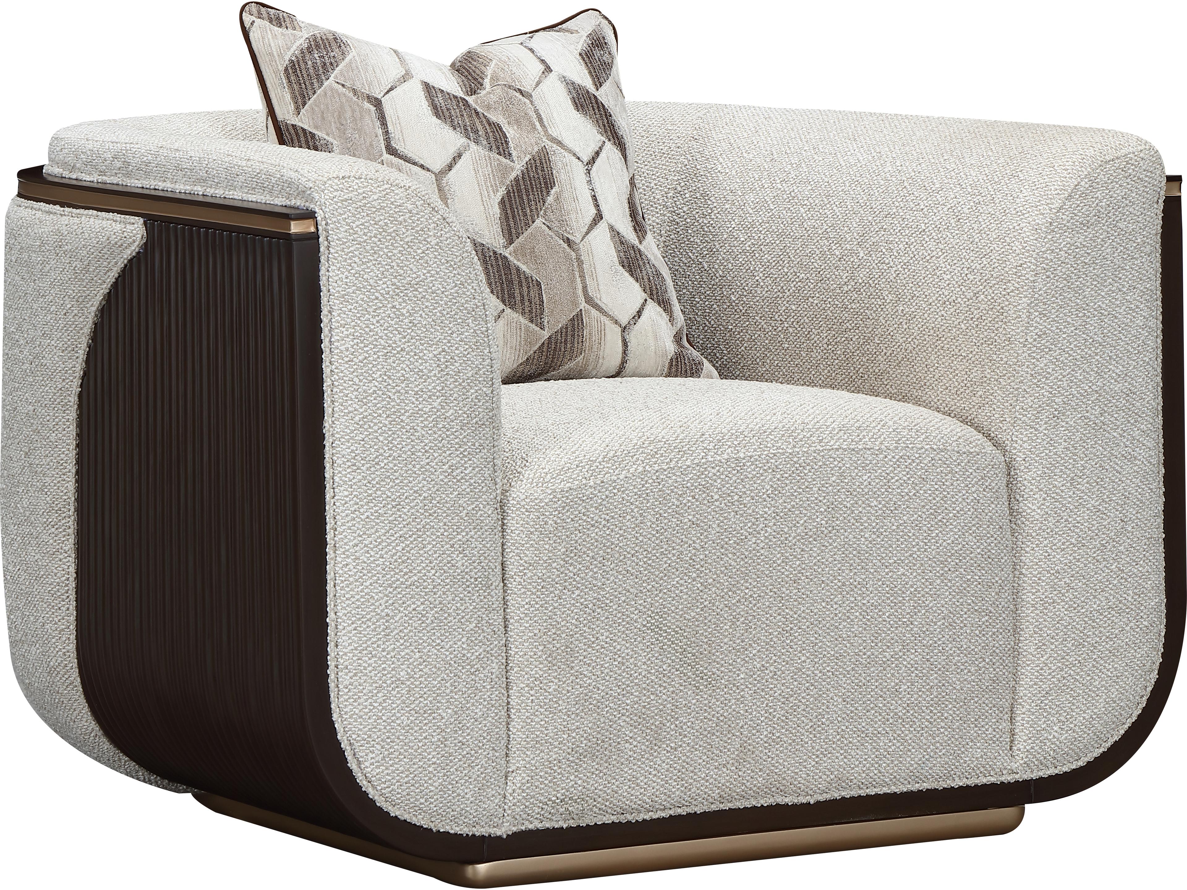 Michael Amini West Kensington Gray Accent Chair Espresso