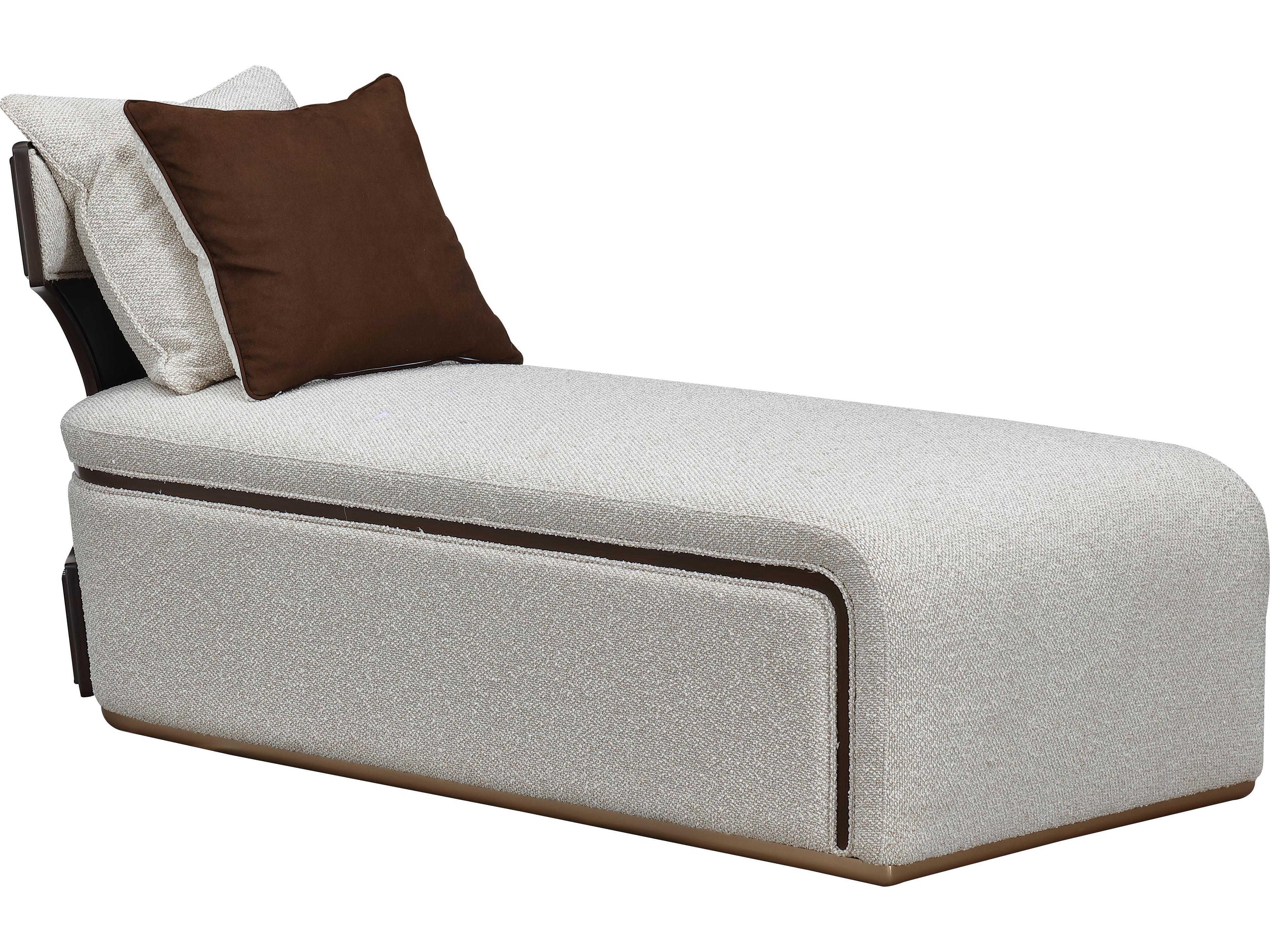 Michael Amini West Kensington Buff Espresso Gray Upholstered Chaise