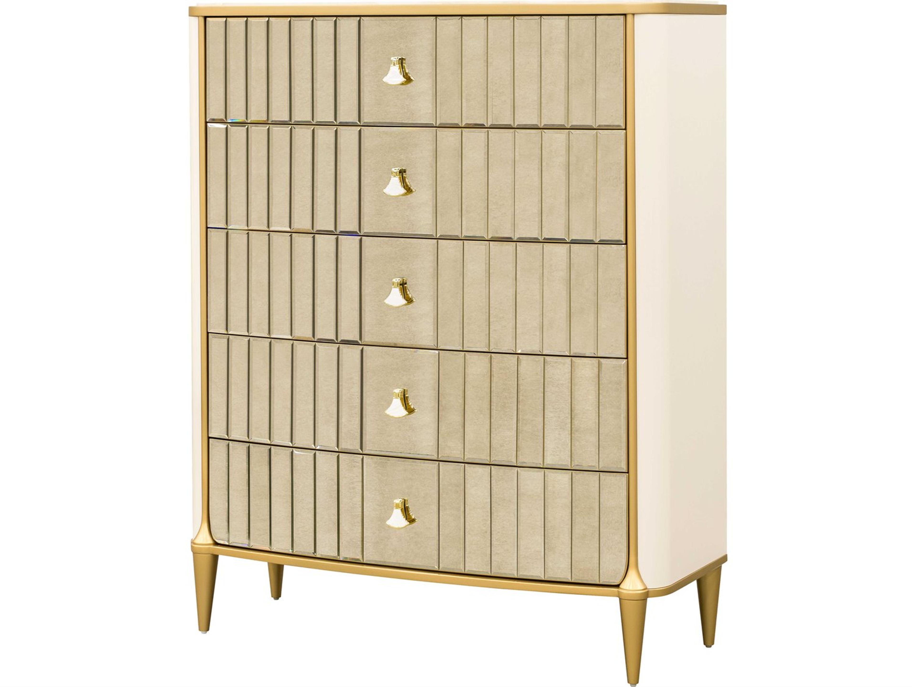 Michael Amini Scotts Square Light Champagne Gold Poplar Wood Accent Chest