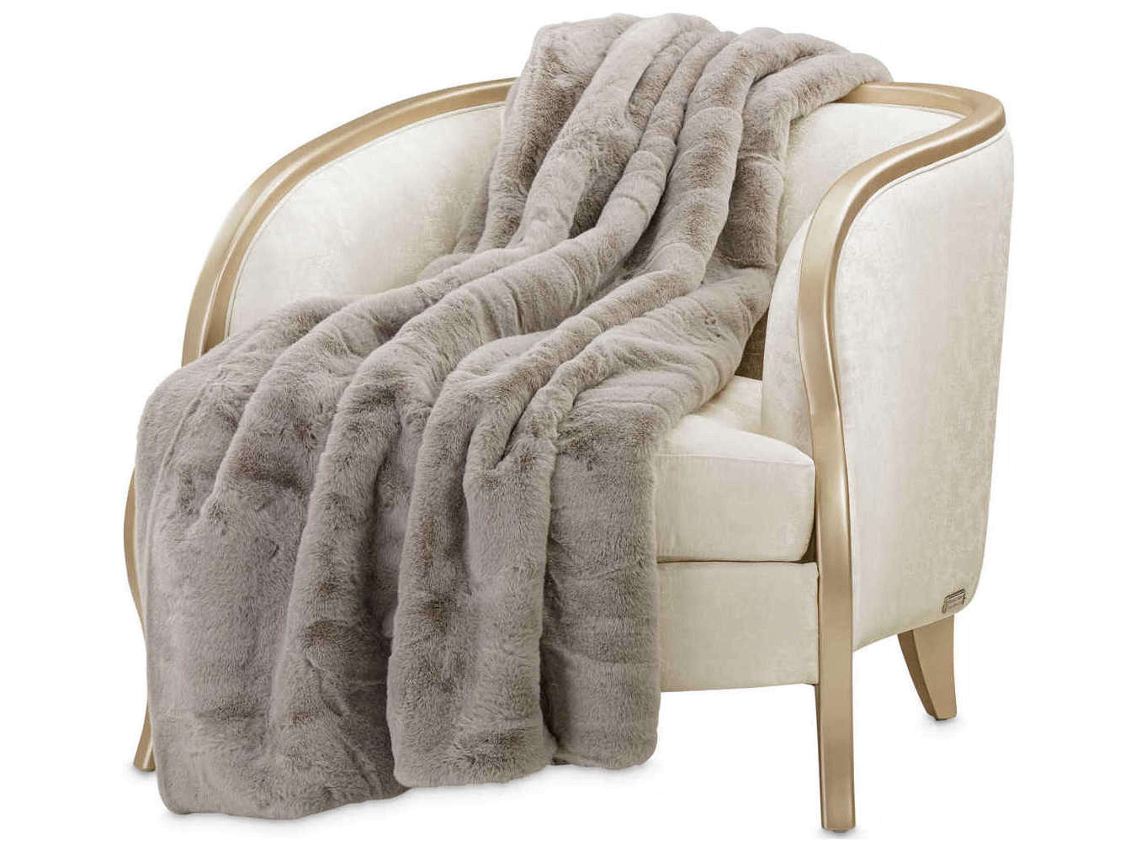Luxecor Hopps Platinum Faux-Fur Throw