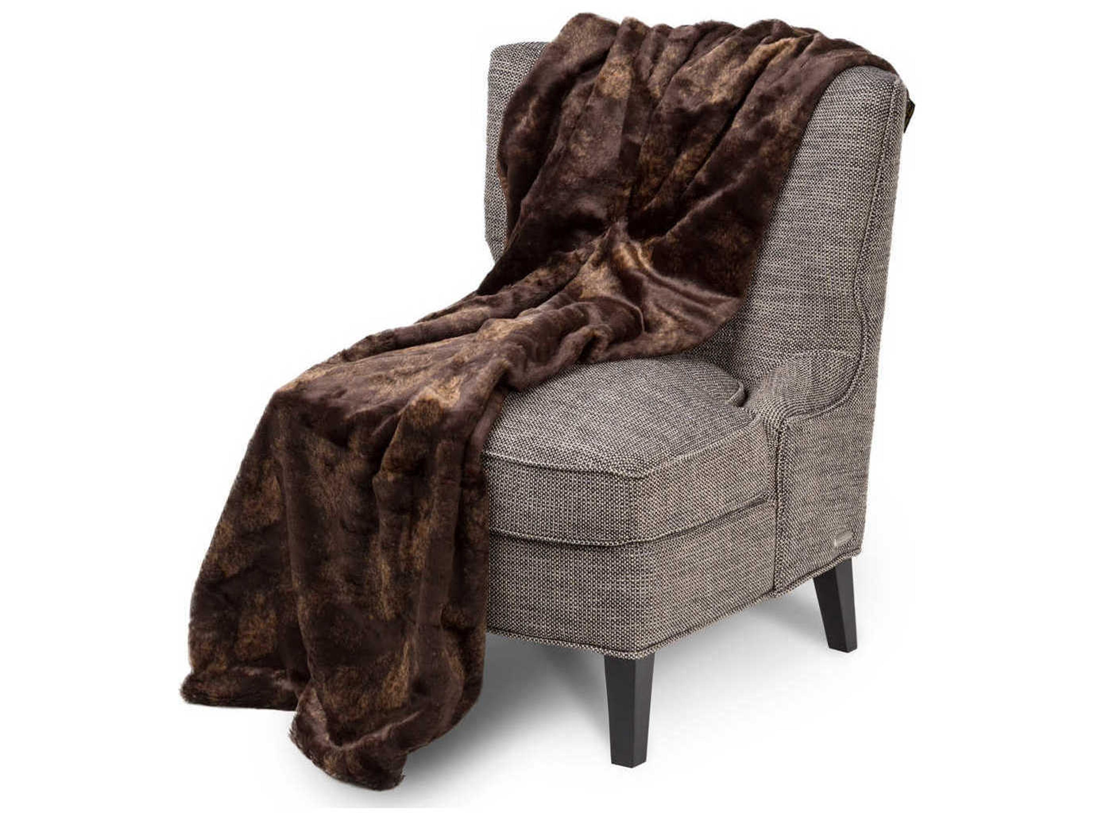 Michael Amini Bailey Dark Brown Faux-Fur Throw