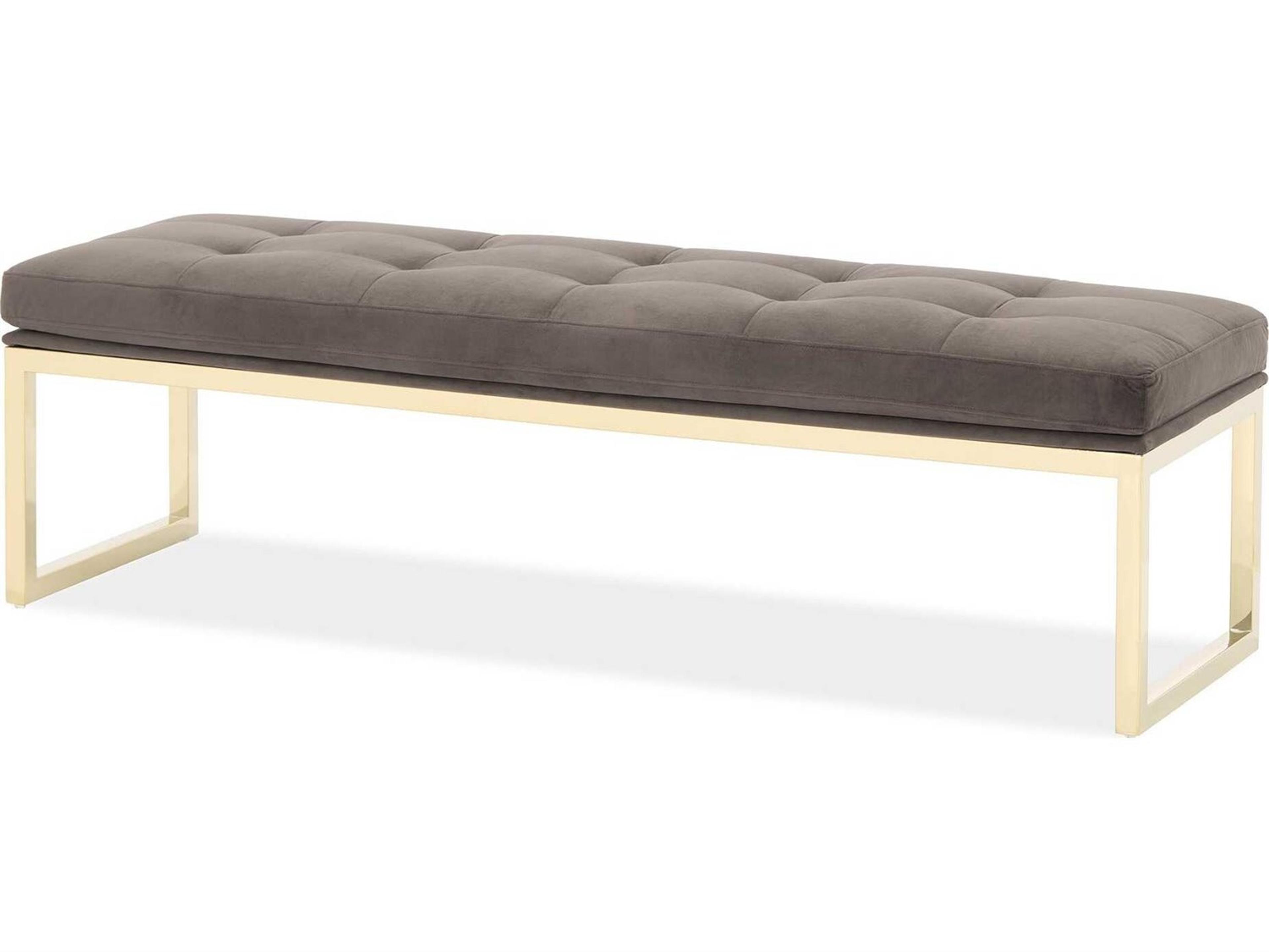 Michael Amini Signature Dahlia Chocolate Brown Velvet Upholstered Accent Bench