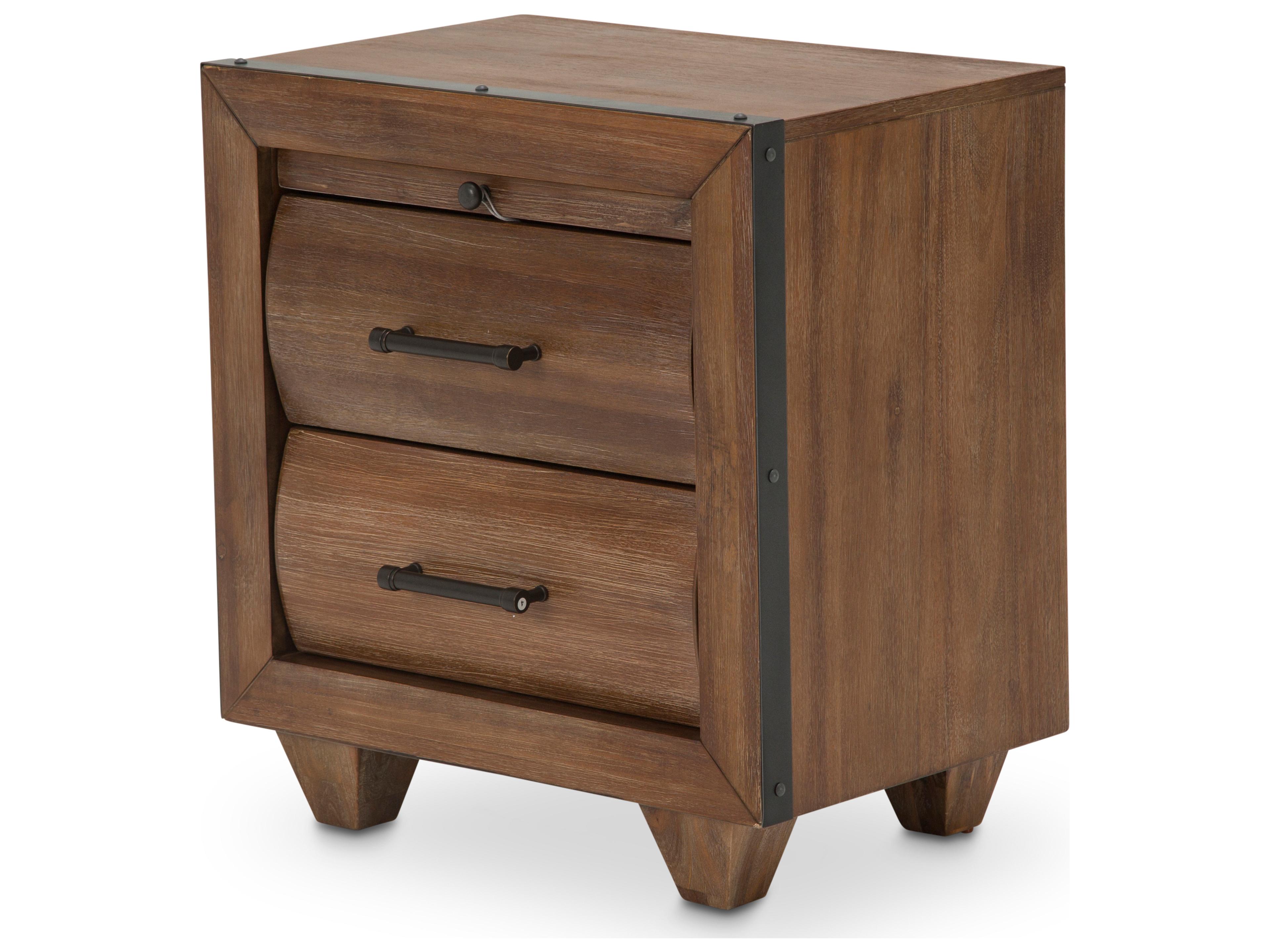 Michael Amini Brooklyn Walk 2-Drawers Brown Nightstand