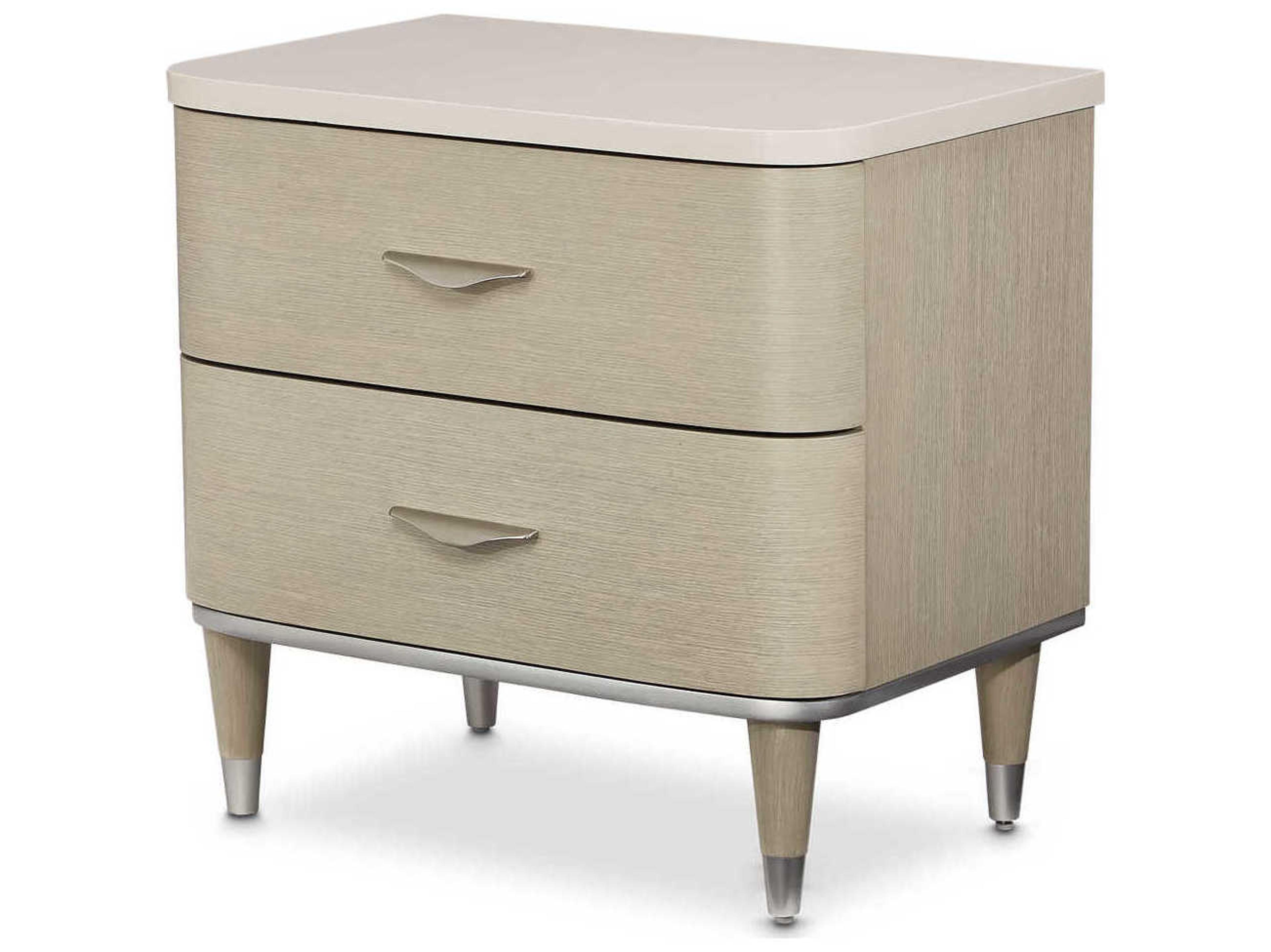 Michael Amini Eclipse 2-Drawers Gray Poplar Wood Nightstand