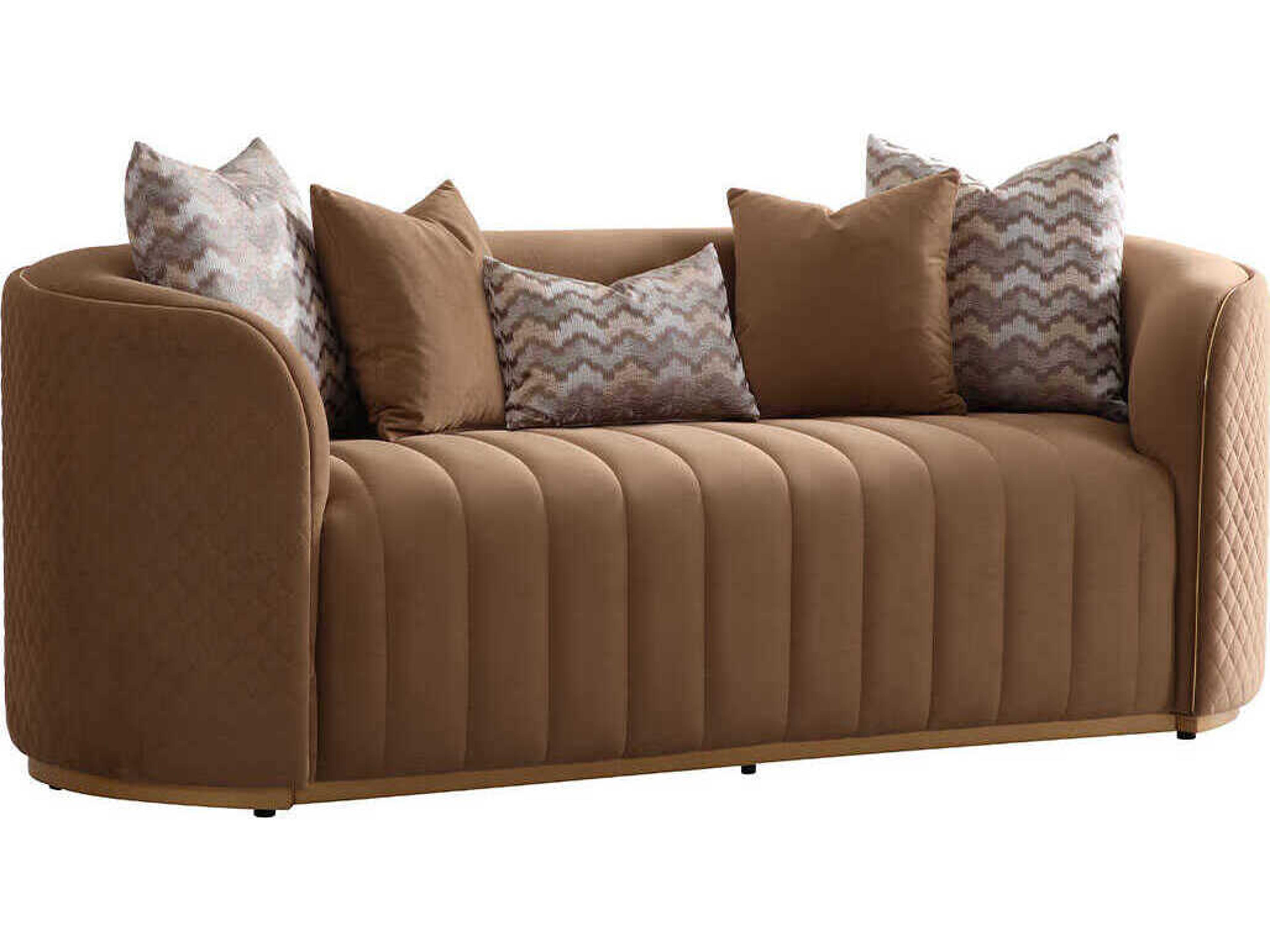 Michael Amini Ariana Gold Brown Velvet Upholstered Loveseat