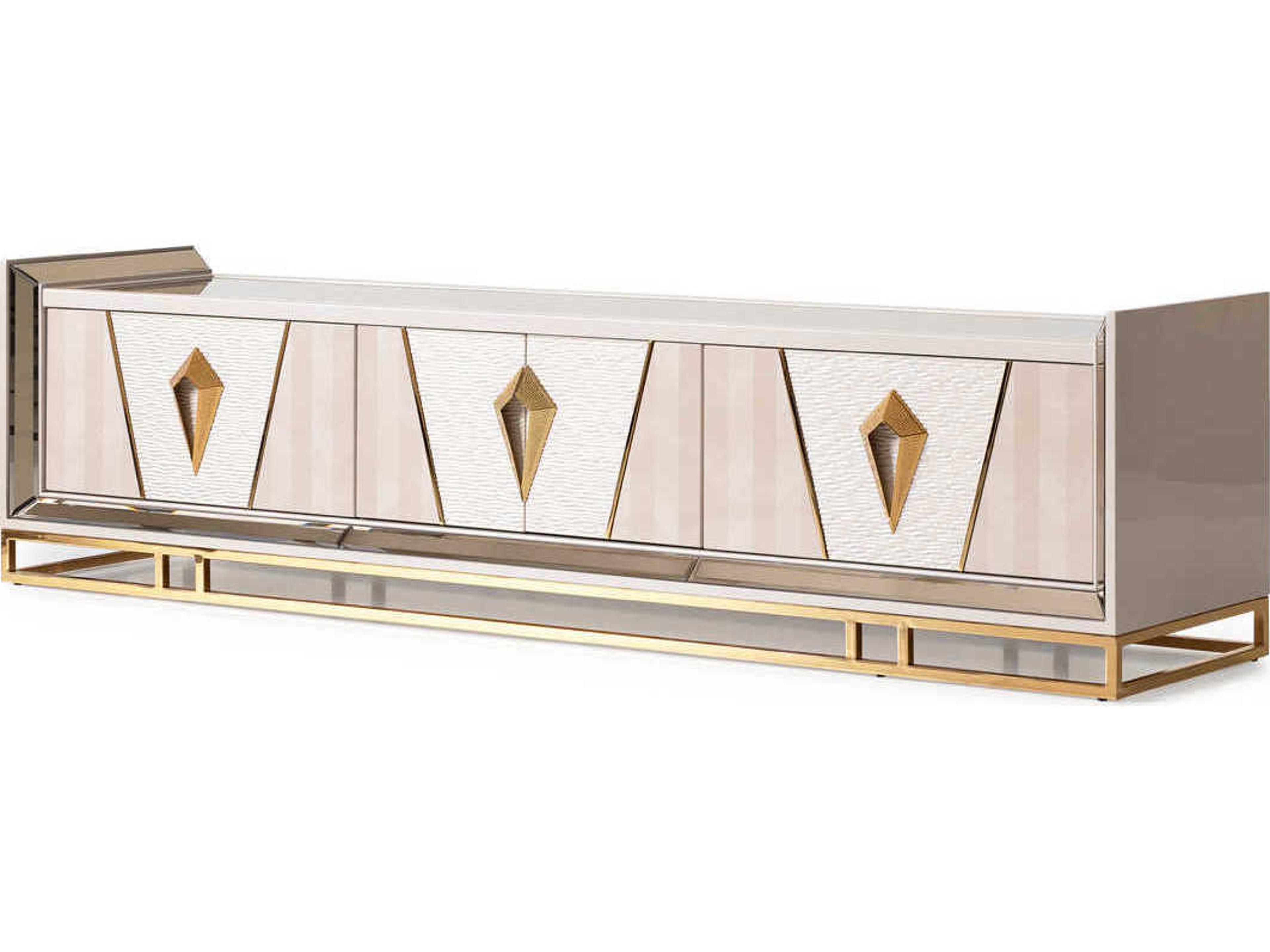 Michael Amini Carmela 94" Shimmer Ivory Media Console