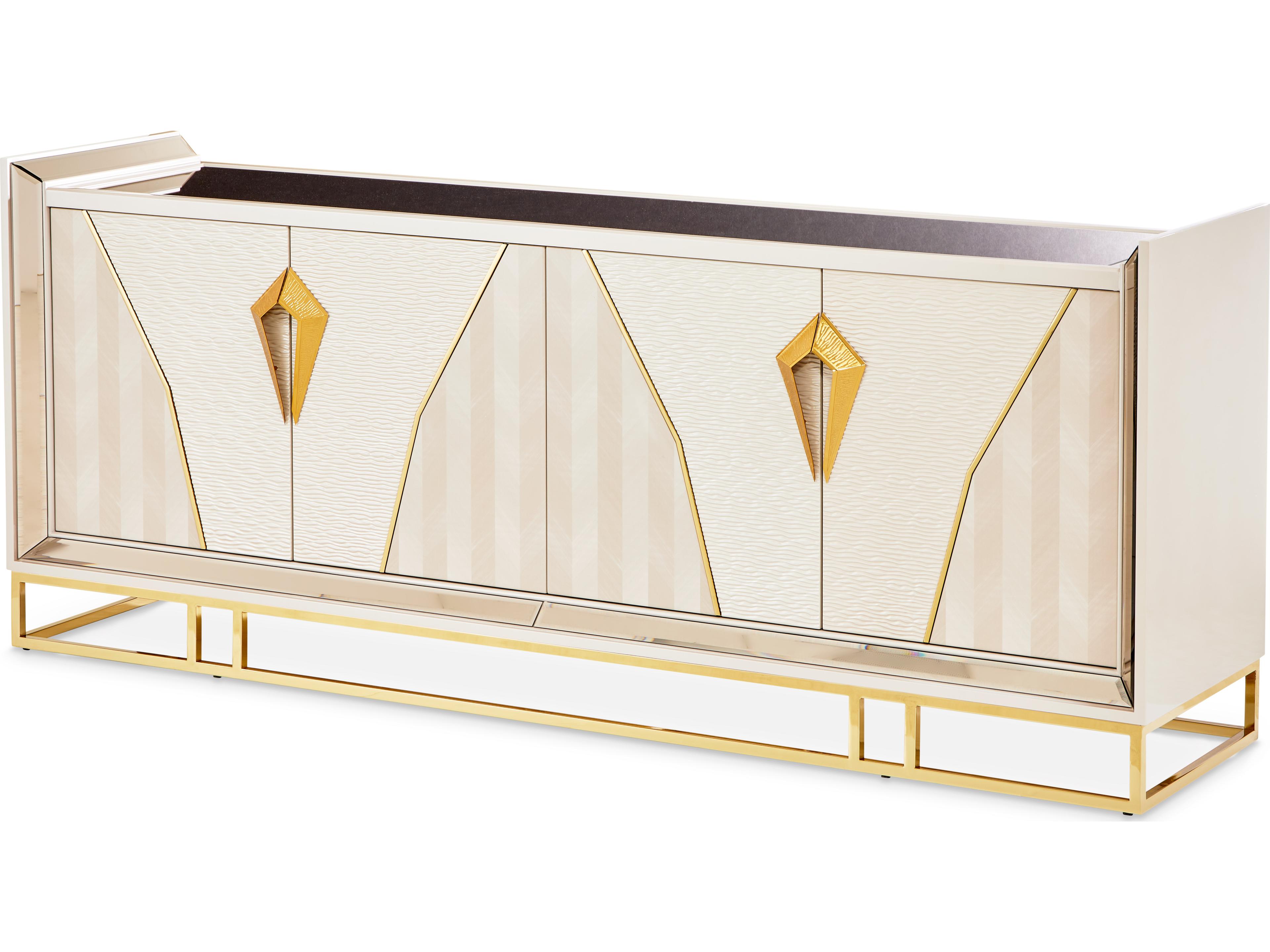Michael Amini Carmela Rectangular Mirror Console Table