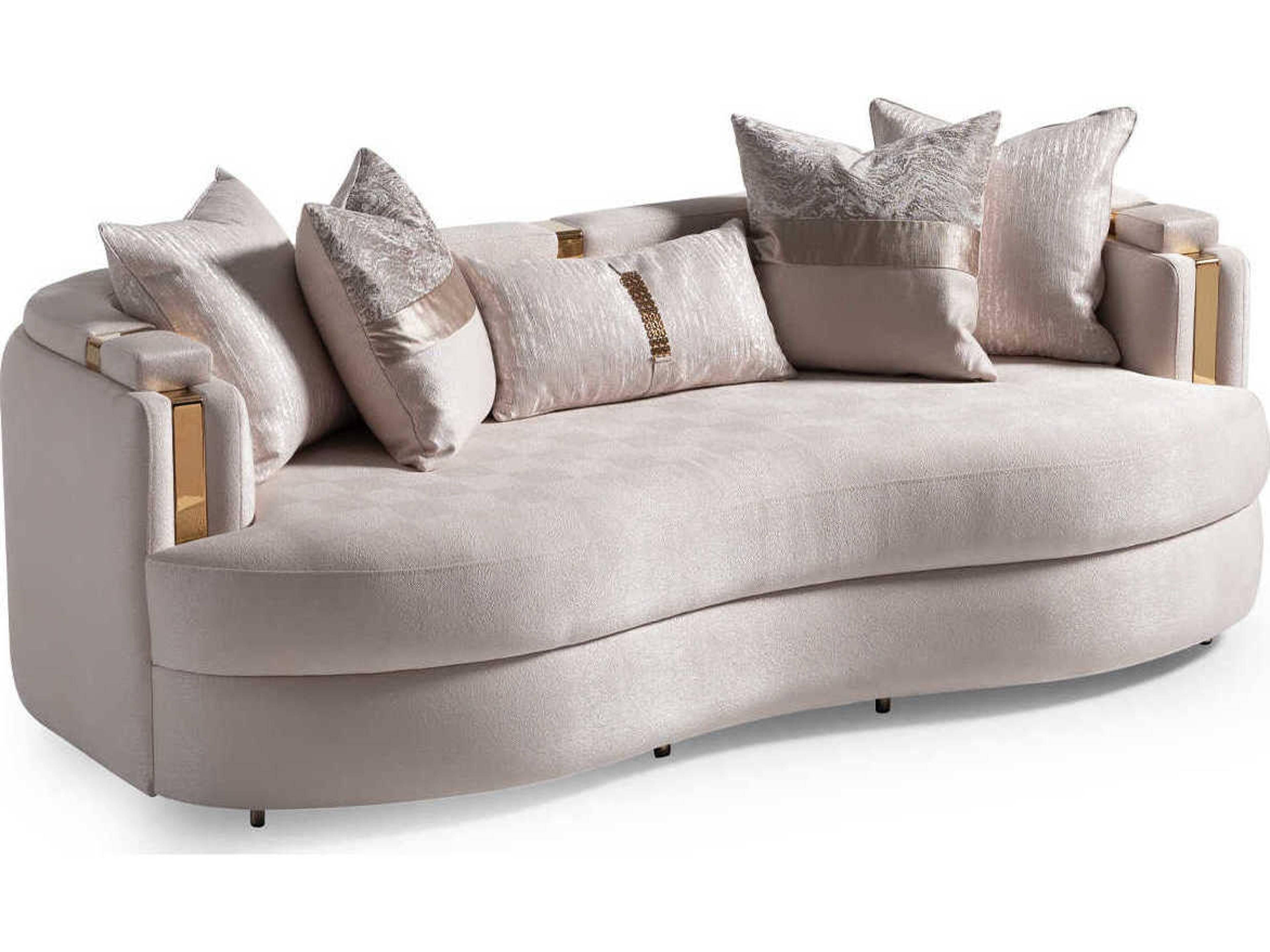 Michael Amini Carmela Almond Beige Upholstered Sofa