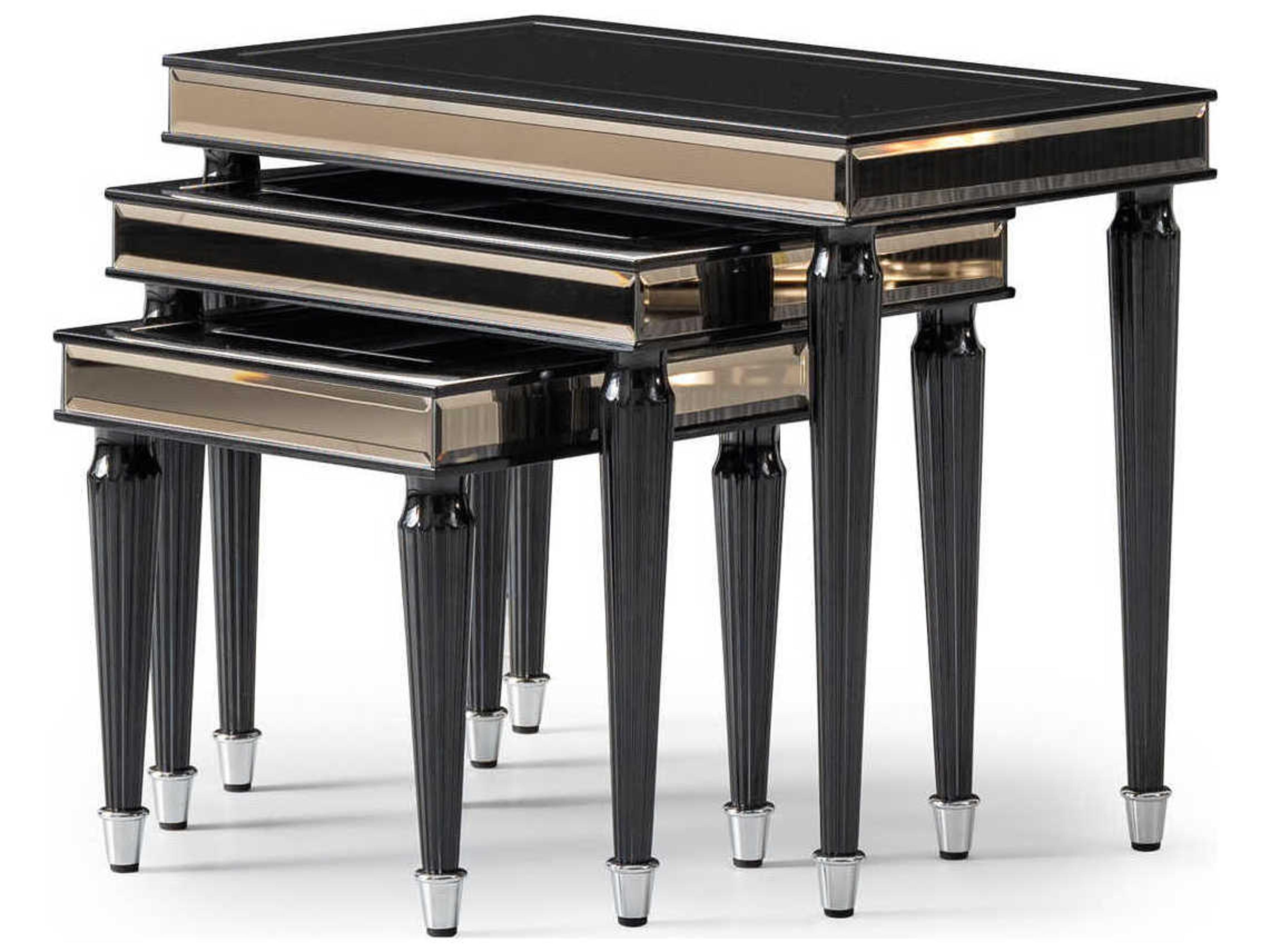 Michael Amini La Francaise Rectangular Glass Black Ice End Table