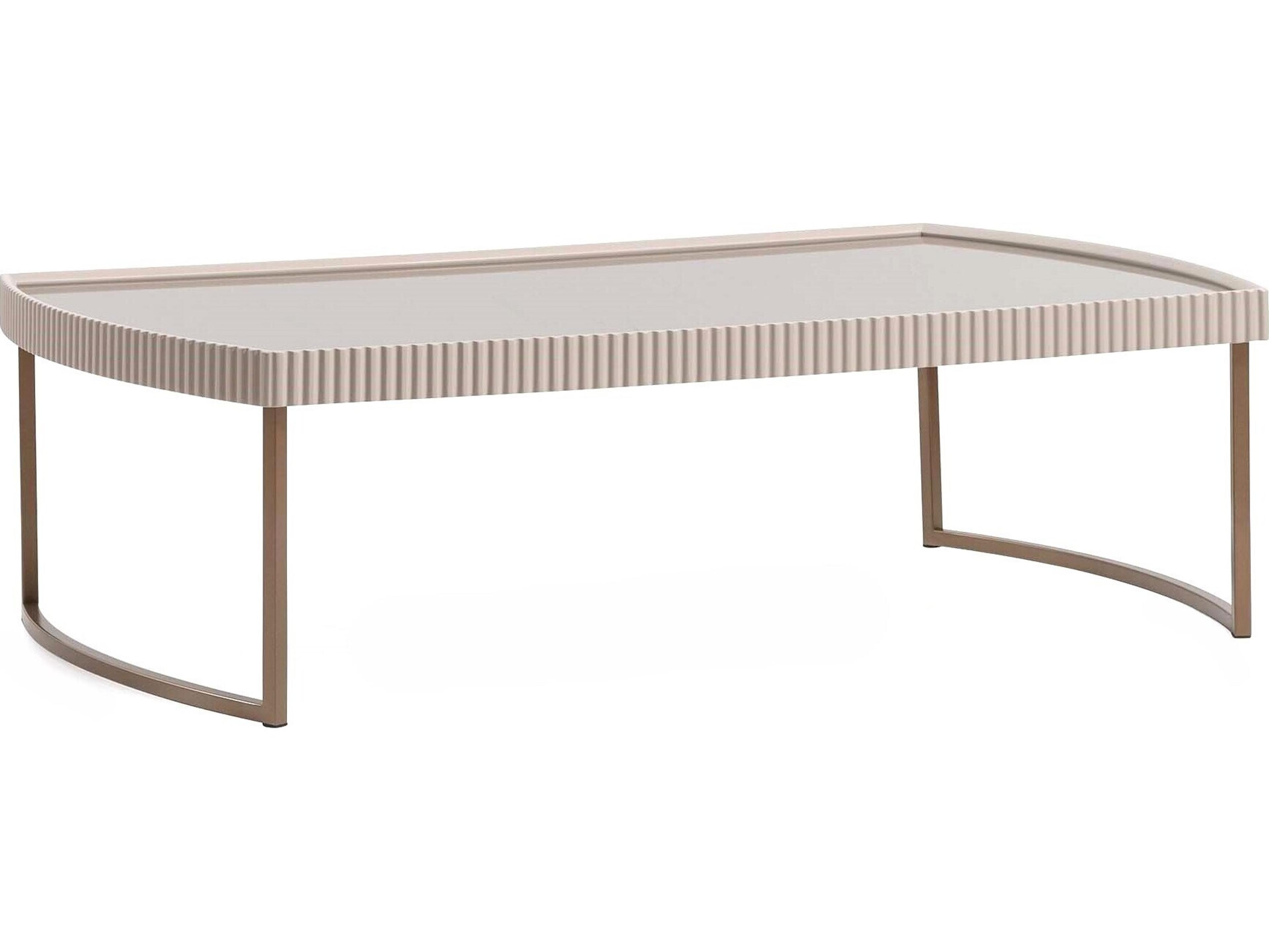 Michael Amini Lisbon Rectangular Glass Silky Cream Coffee Table