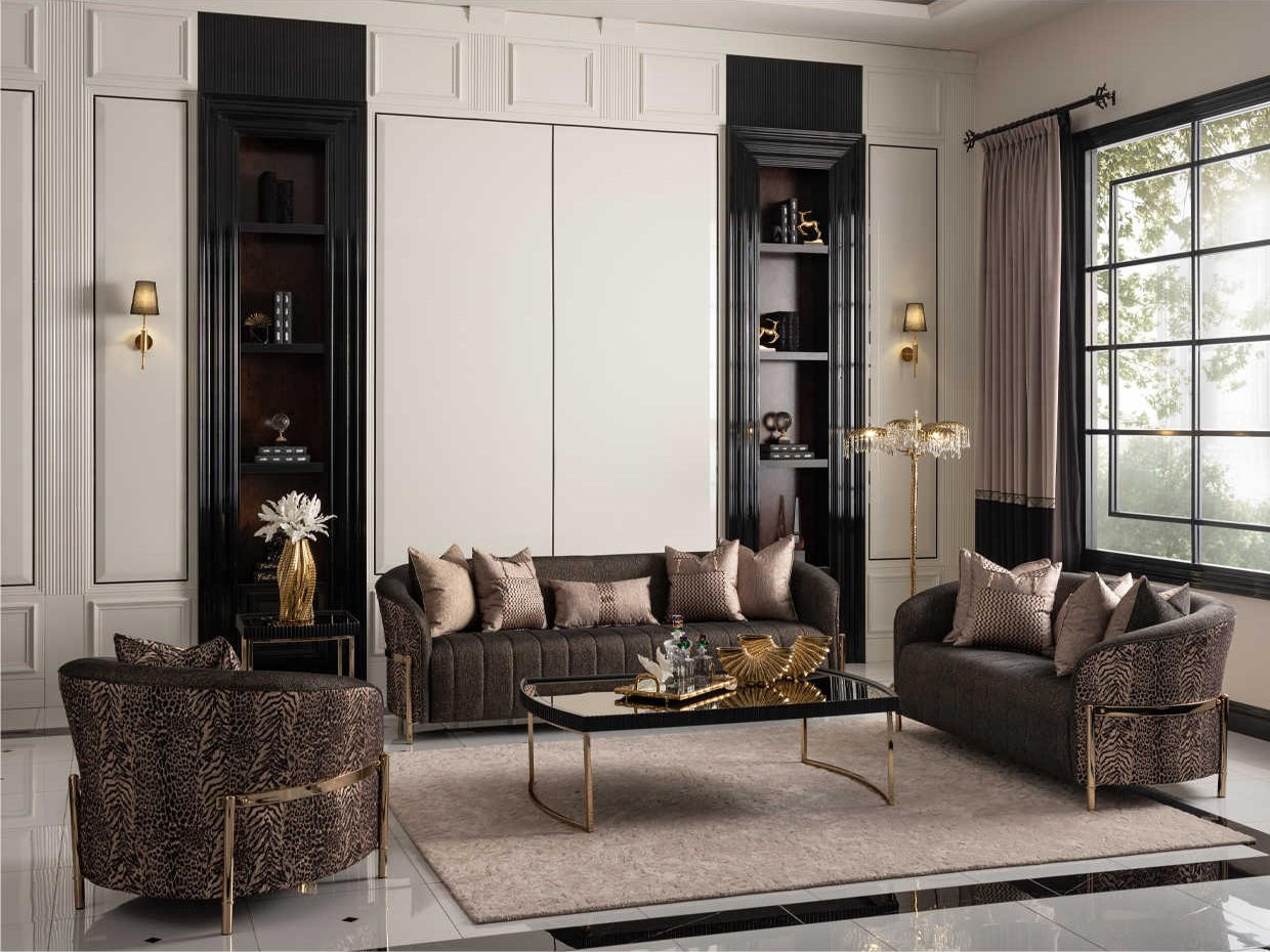 Michael Amini Lisbon - Onyx Sofa Set