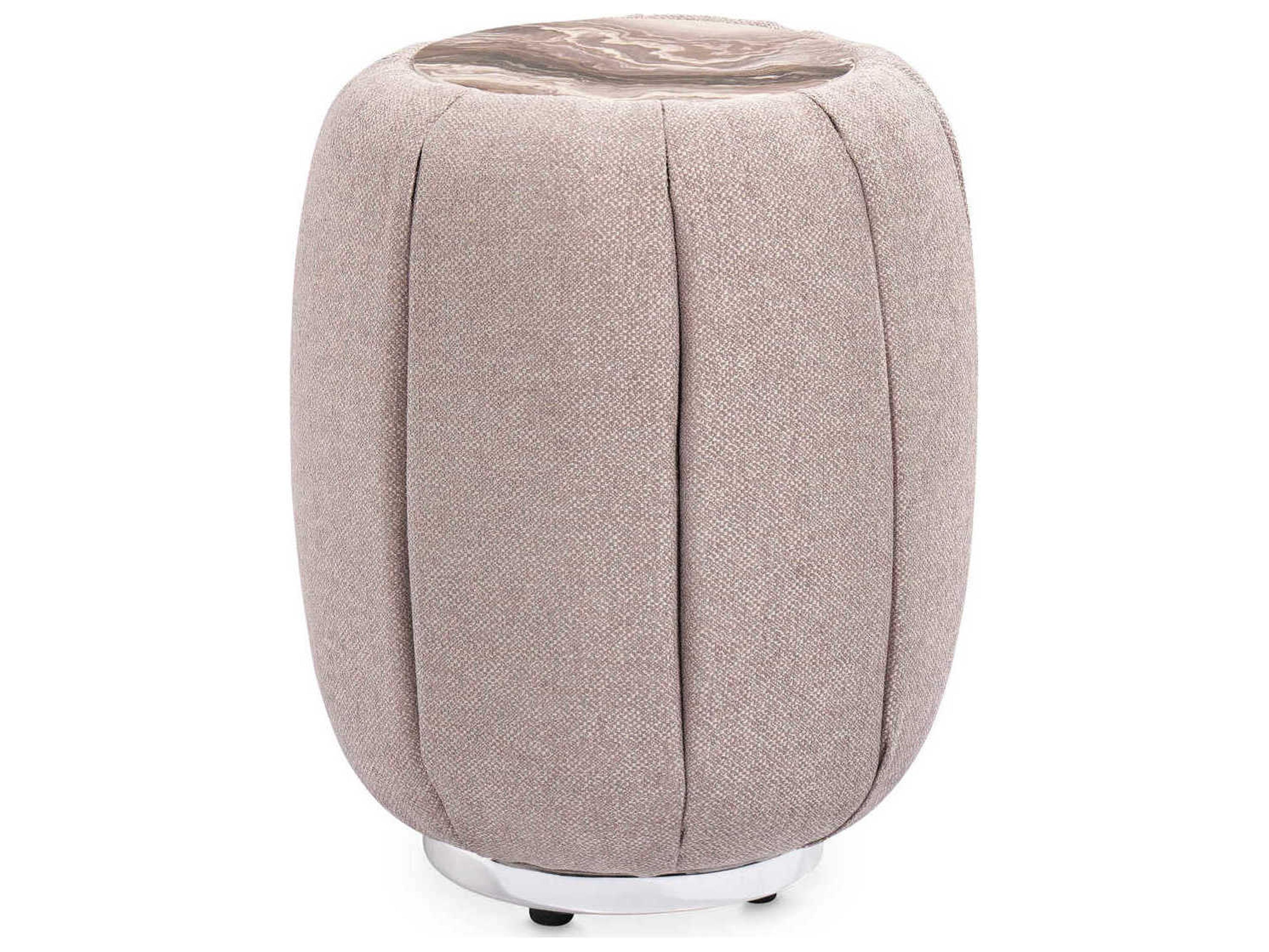 Michael Amini Lucca Round Faux Marble Nougat End Table