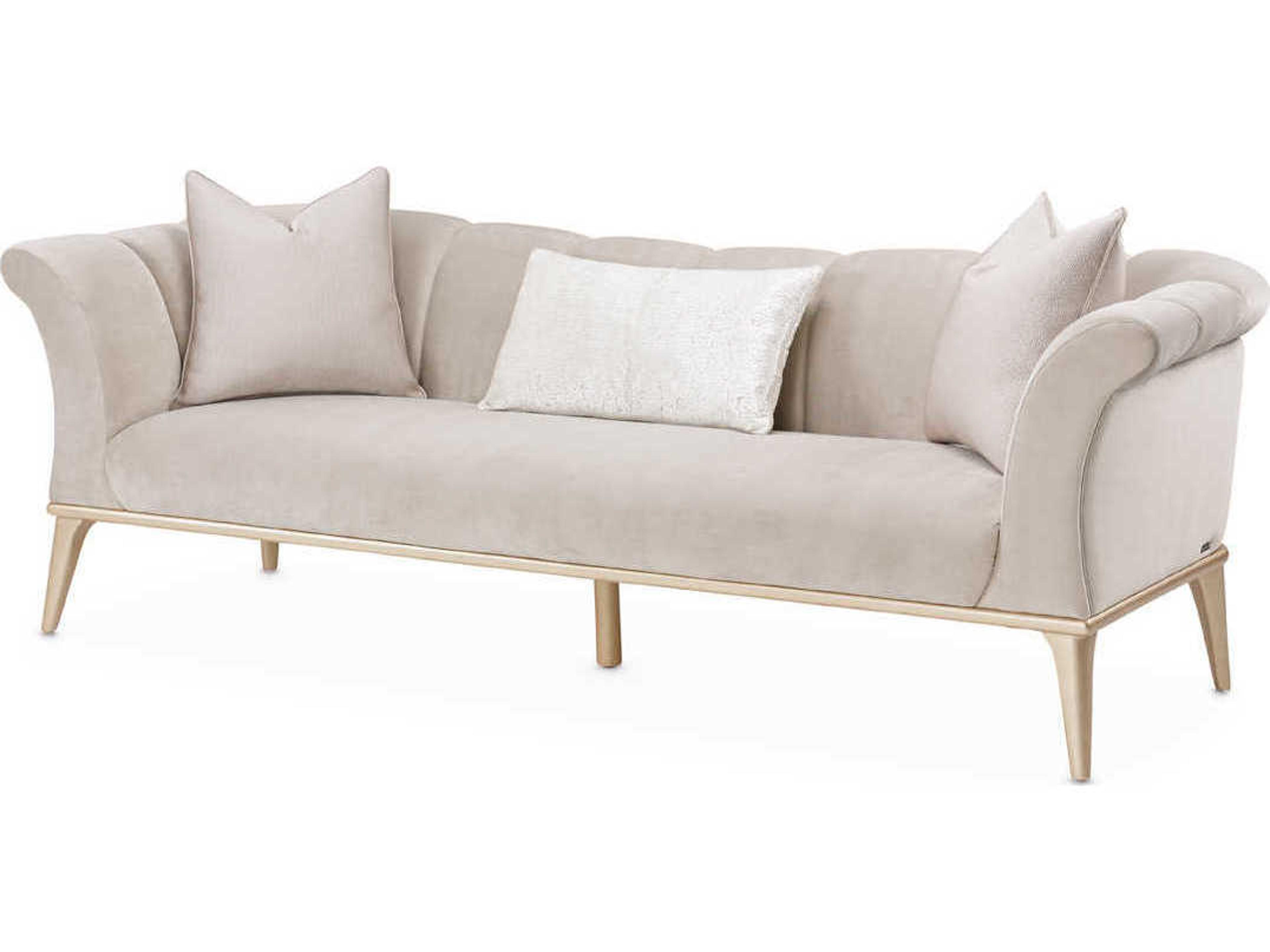 Michael Amini Yvette Porcini Cream Velvet Upholstered Sofa