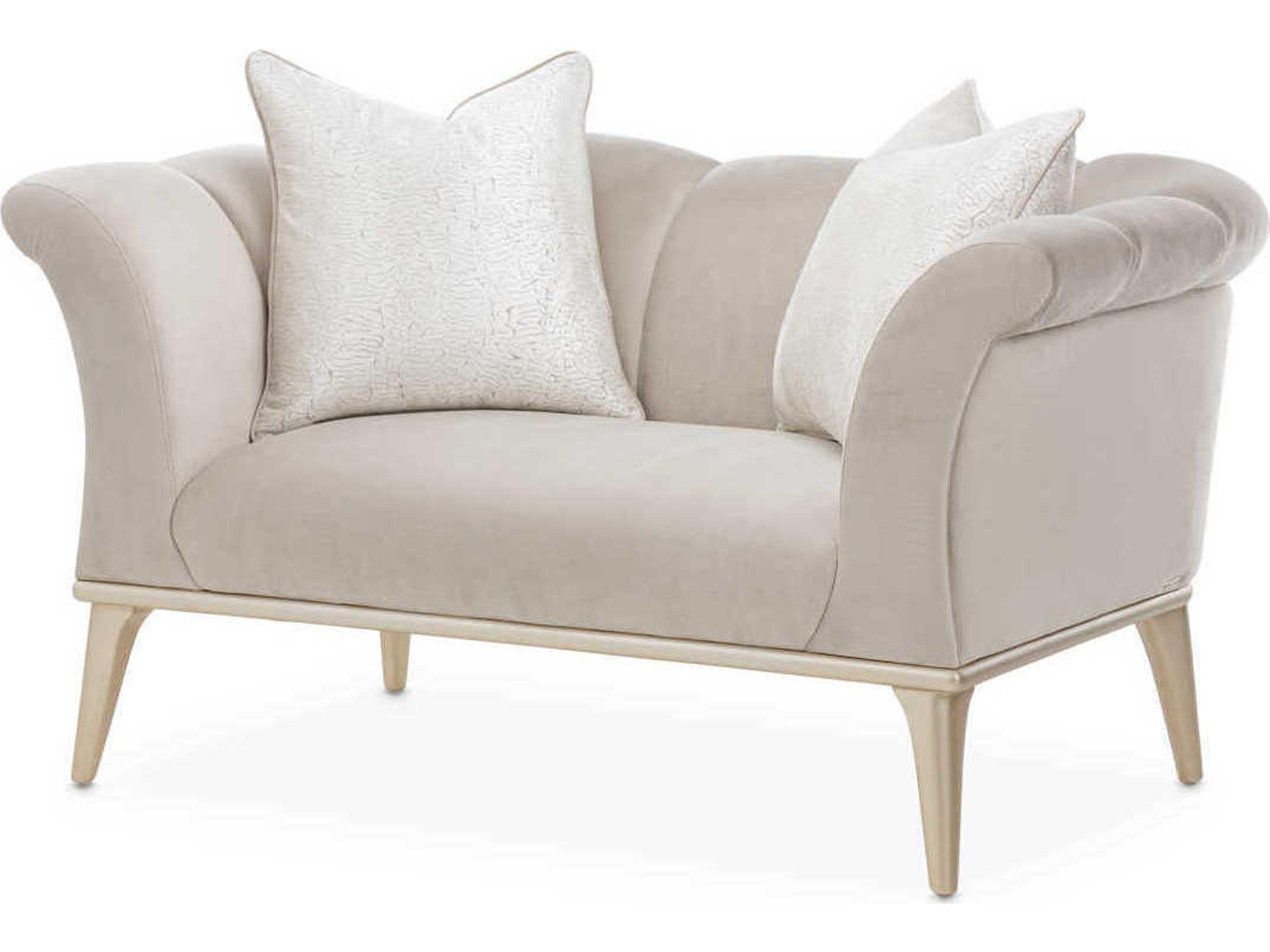 Michael Amini Yvette Cream Velvet Chair and a Half