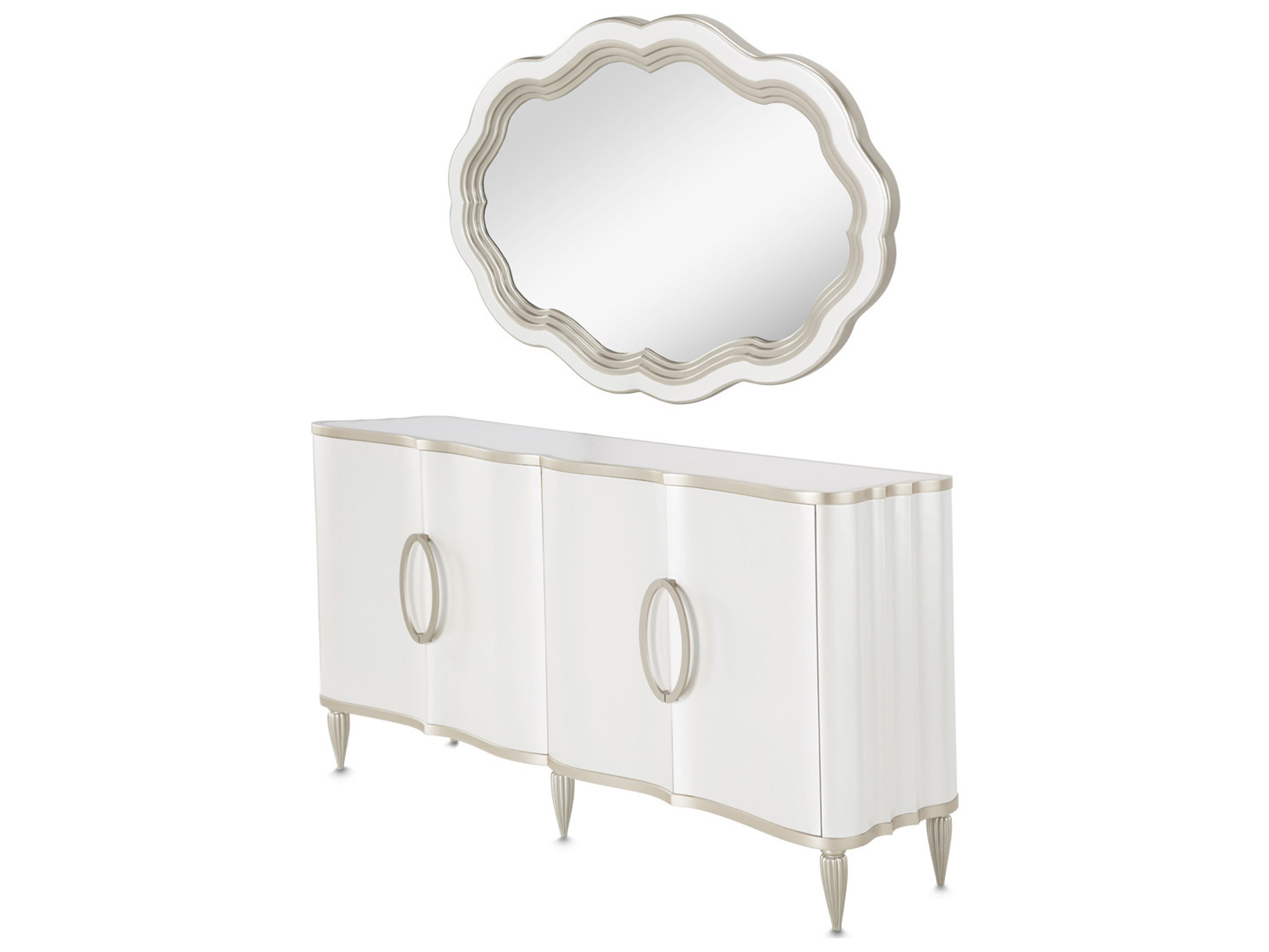 Michael Amini London Place 68" Poplar Wood Sideboard with Mirror Set