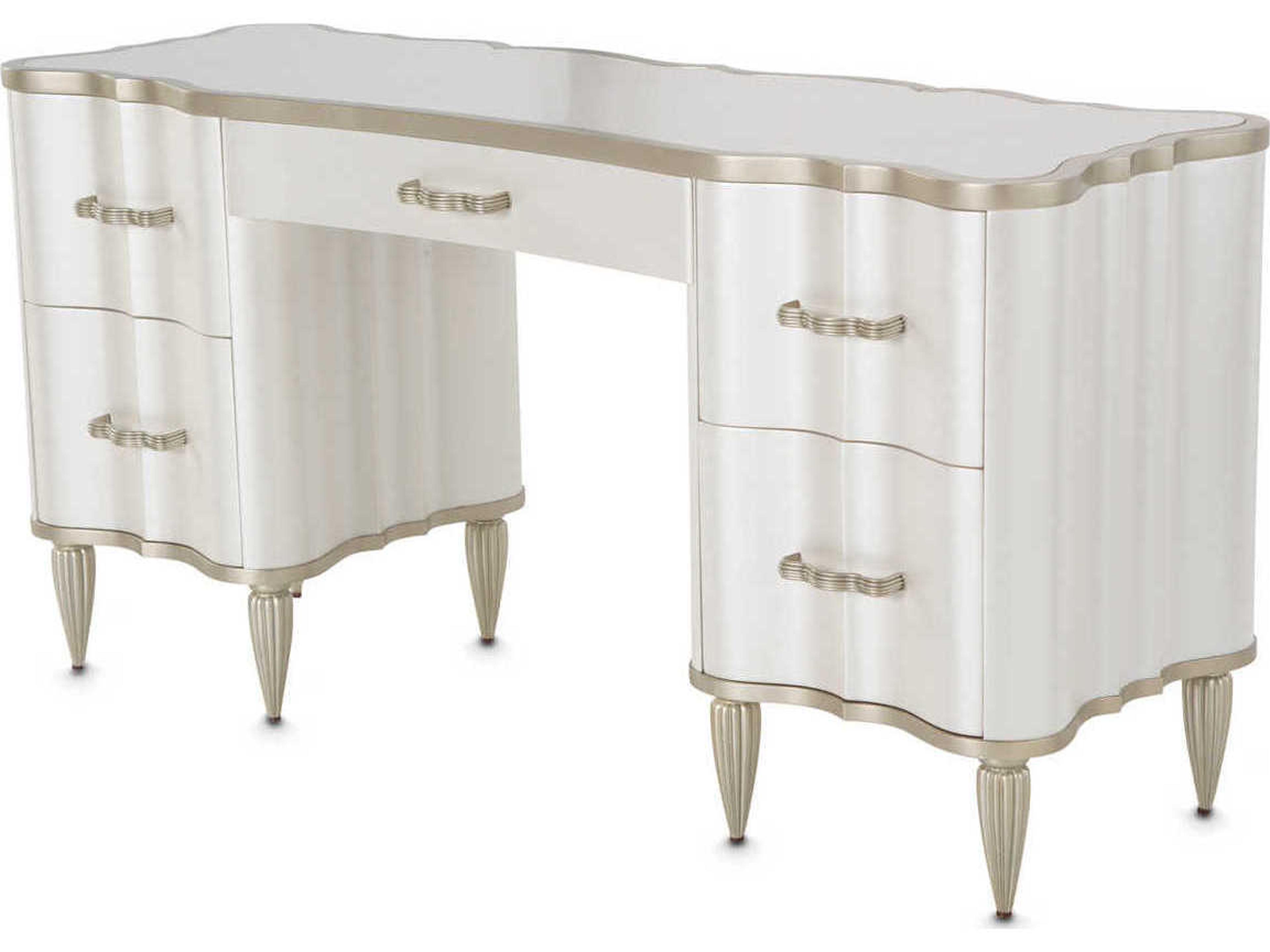 Michael Amini London Place Creamy Pearl Poplar Wood Vanity Table