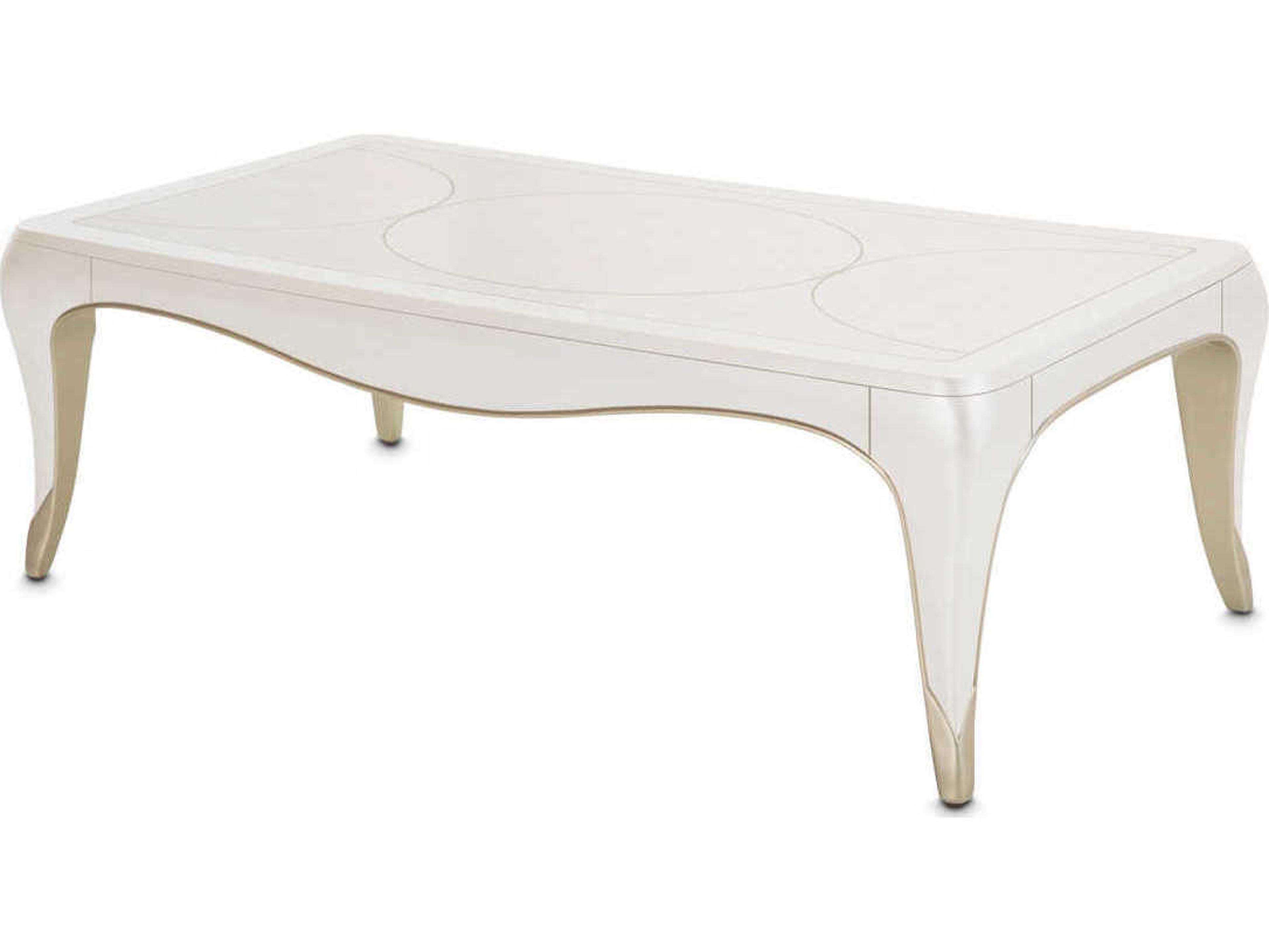 Michael Amini London Place Rectangular Wood Creamy Pearl Cocktail Table