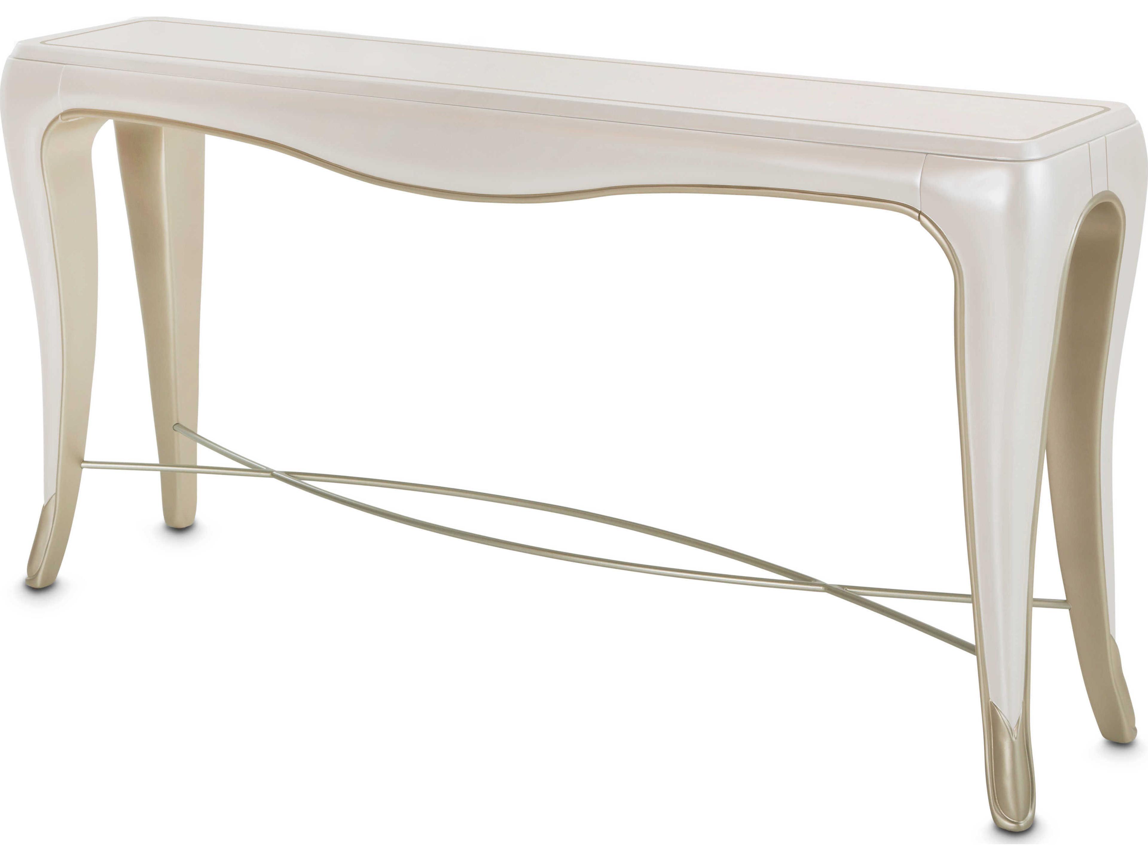 Michael Amini London Place Rectangular Wood Creamy Pearl Console Table
