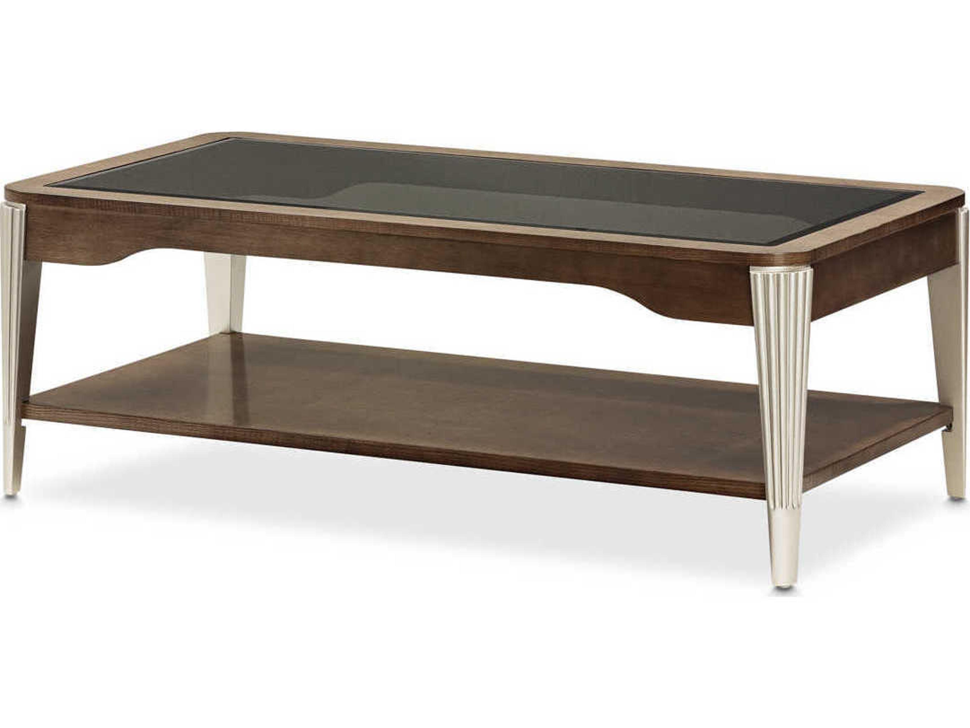 Michael Amini Roxbury Park Rectangular Glass Slate Cocktail Table