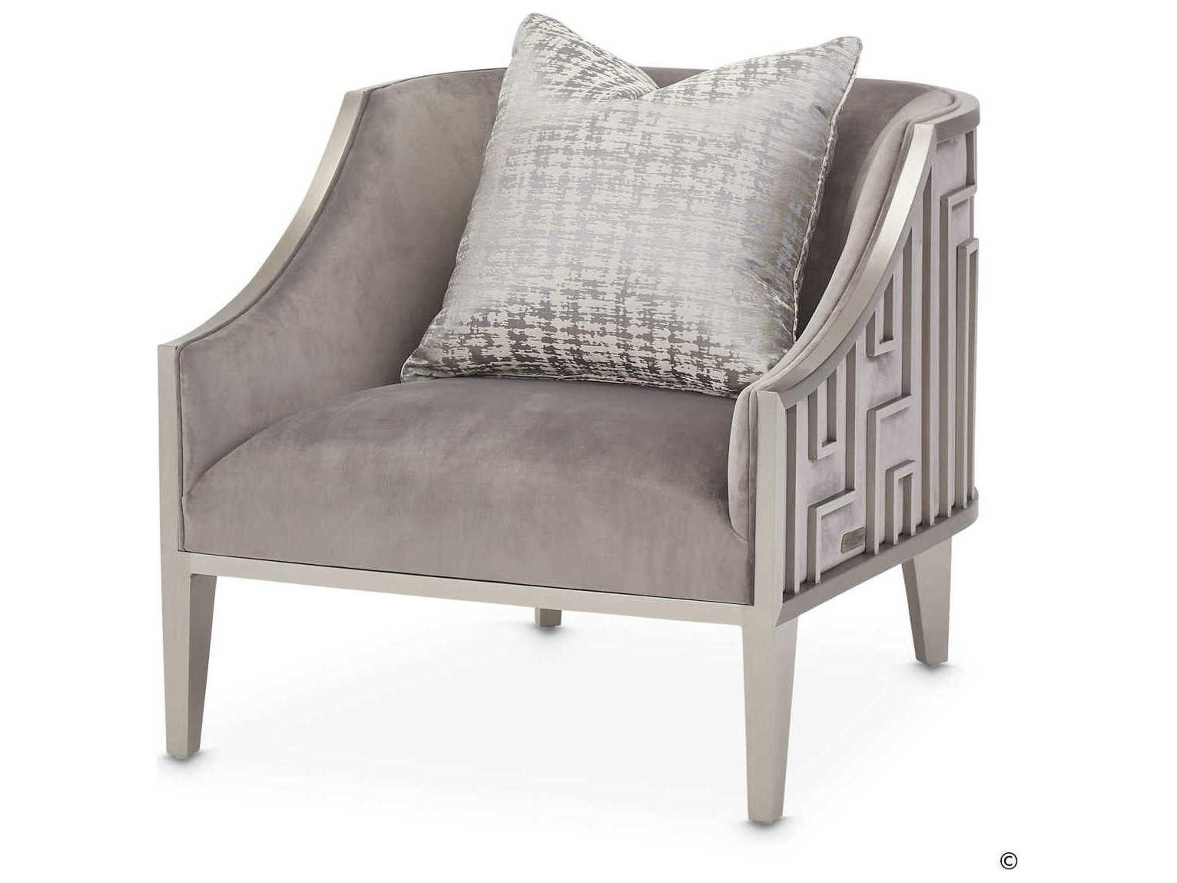 Michael Amini Roxbury Park Gray Velvet Accent Chair