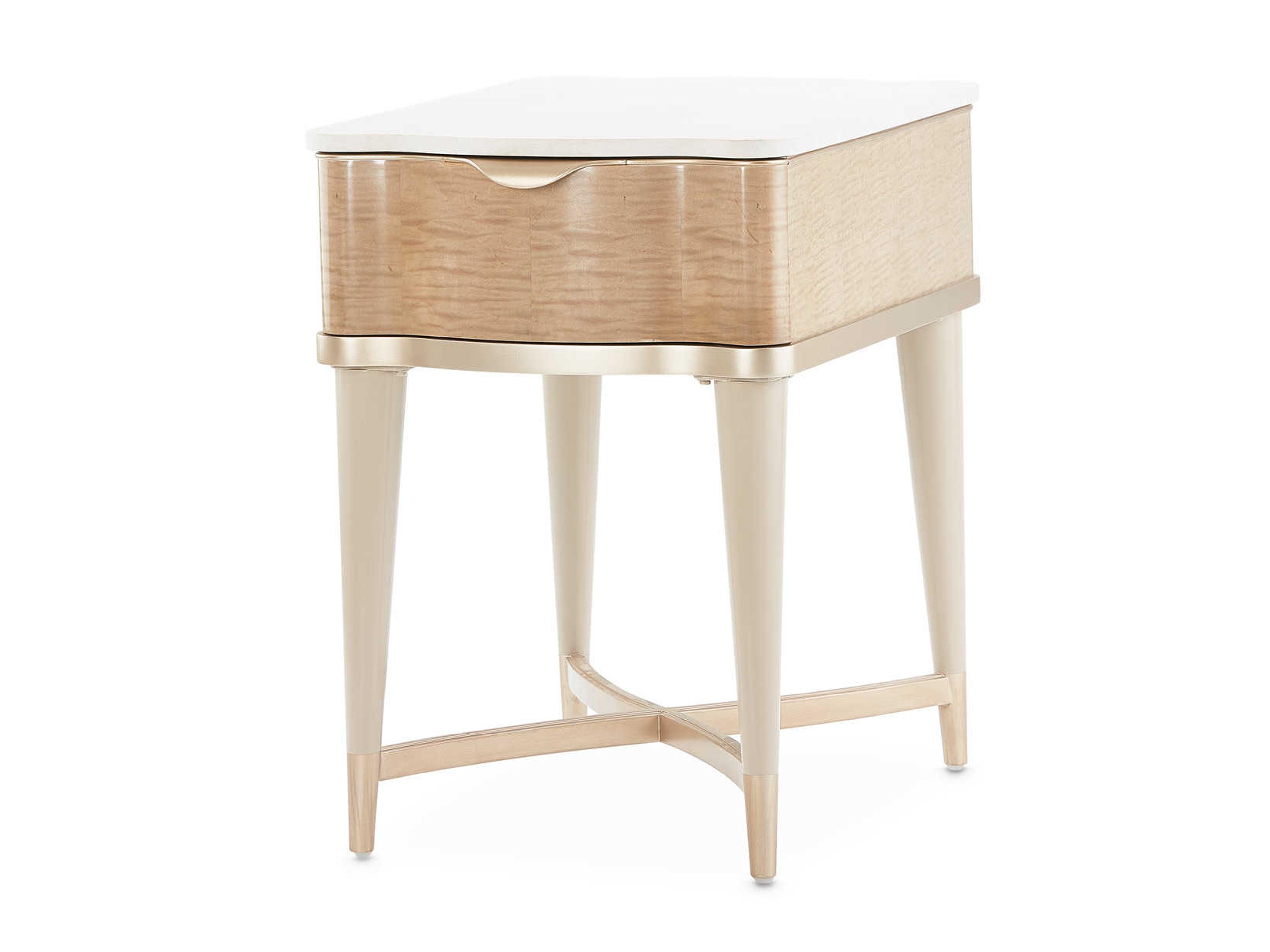 Michael Amini Malibu Crest Rectangular Marble Blush End Table