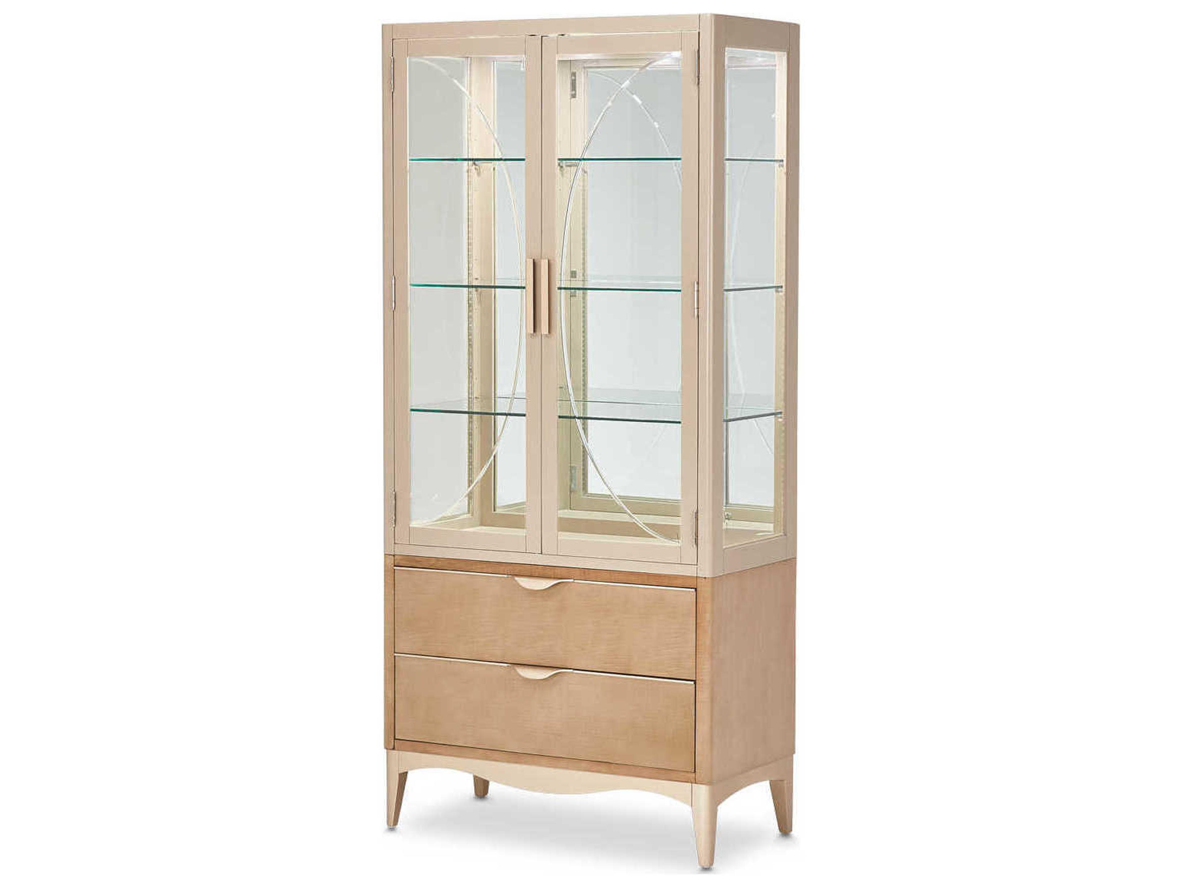 Michael Amini Malibu Crest Birch Wood Chardonnay Display Cabinet