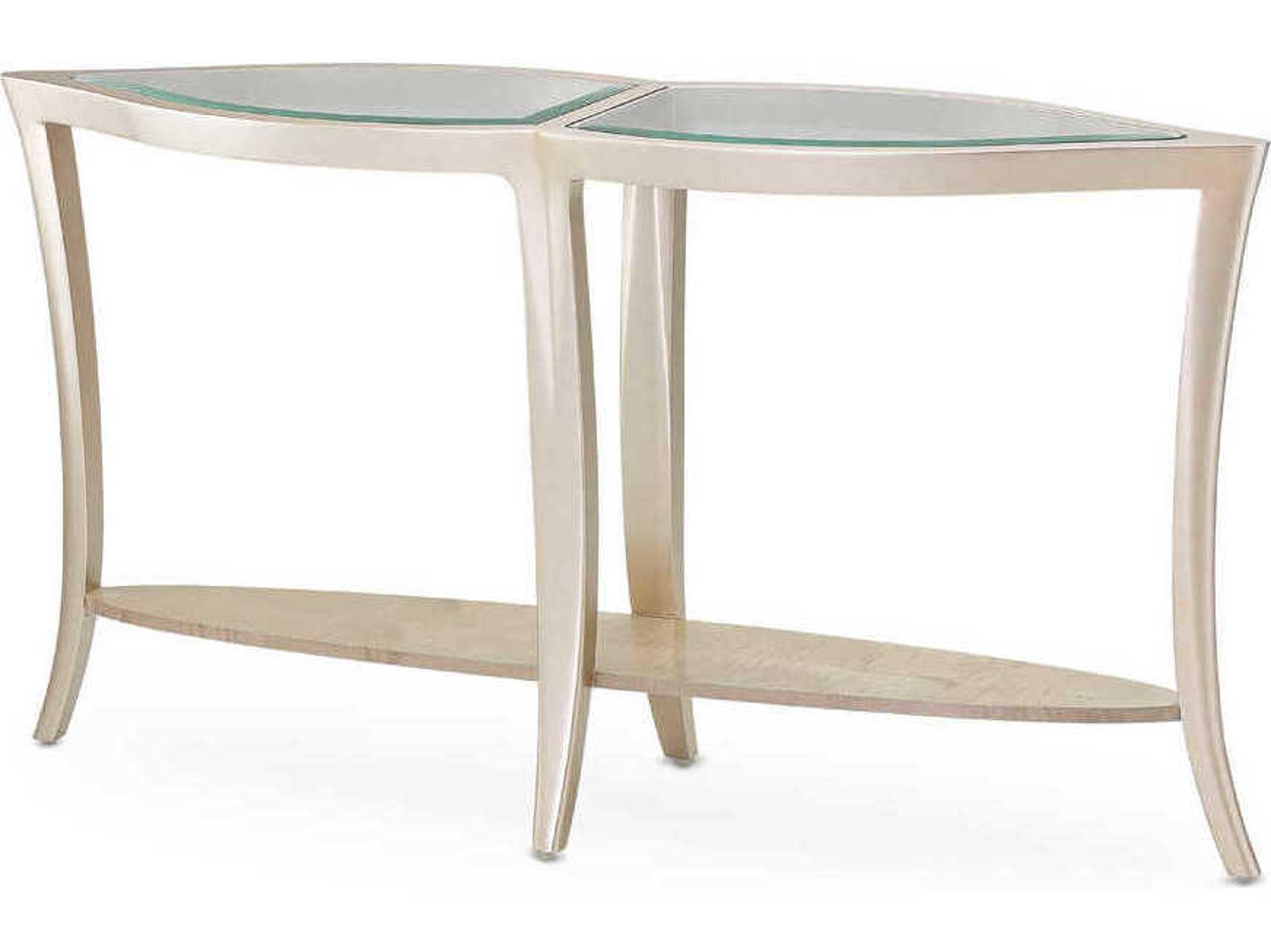 Michael Amini Malibu Crest Glass Chardonnay Console Table