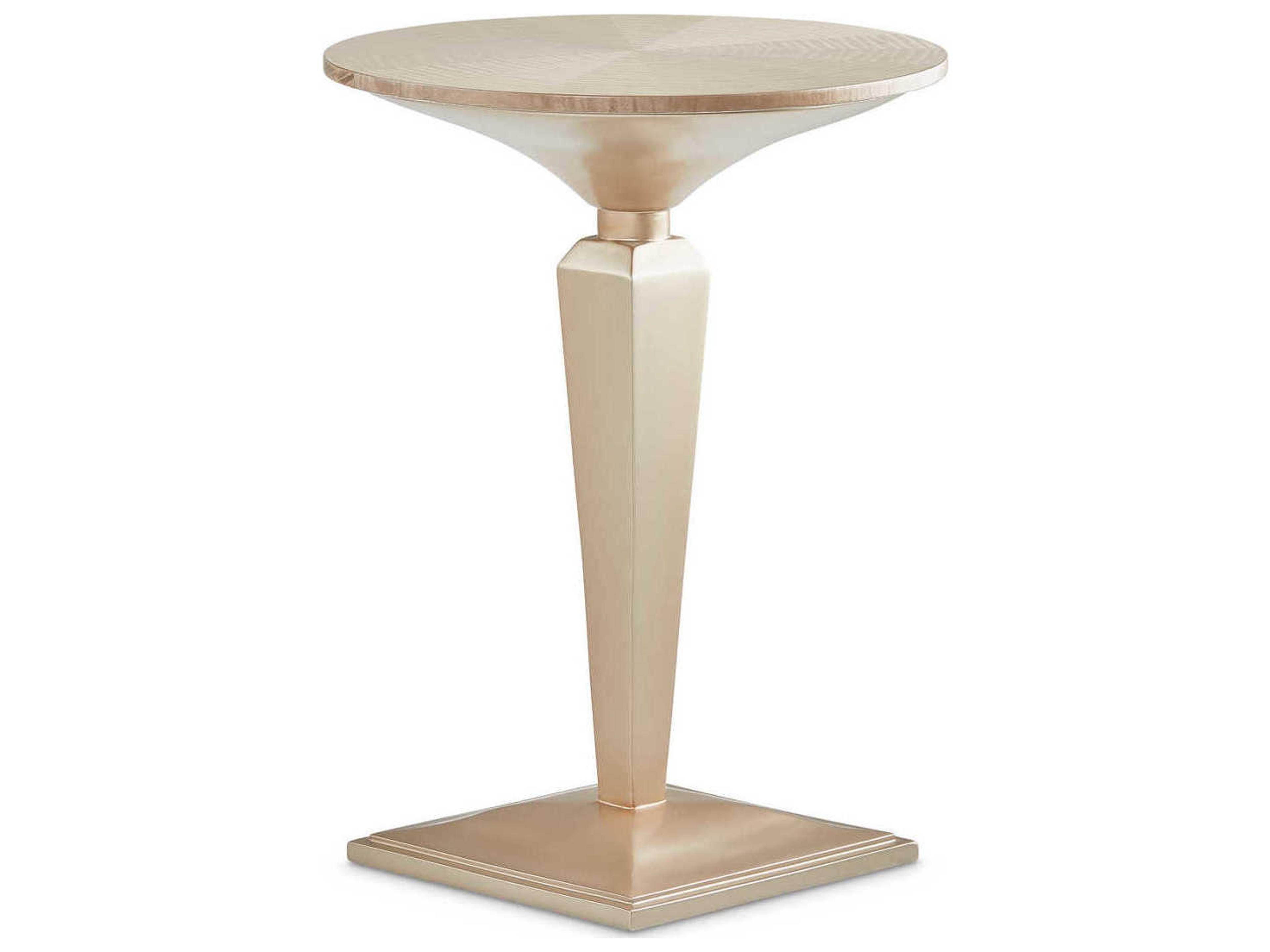 Michael Amini Malibu Crest Round Wood Chardonnay End Table