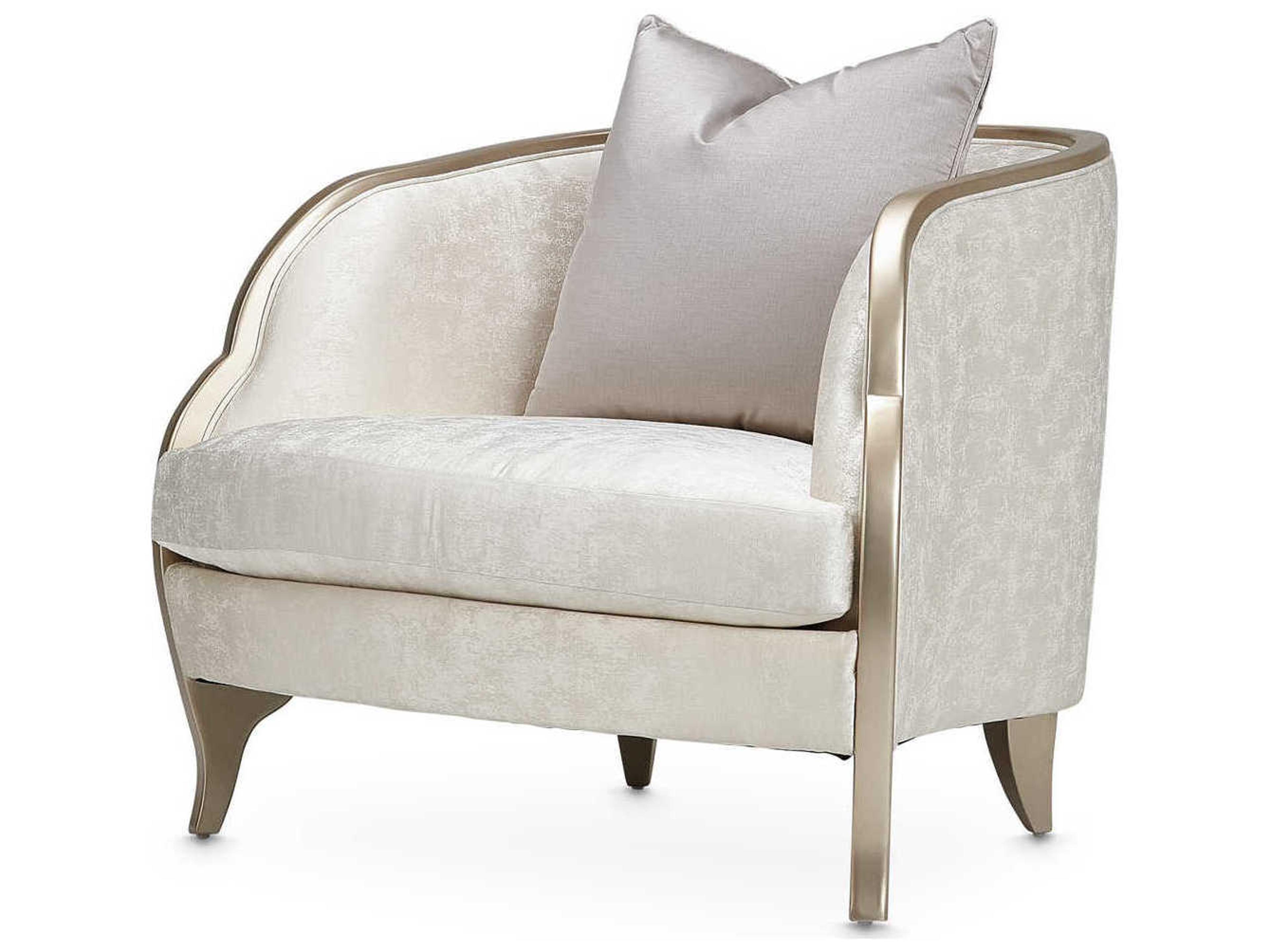 Michael Amini Malibu Crest White Fabric Accent Chair