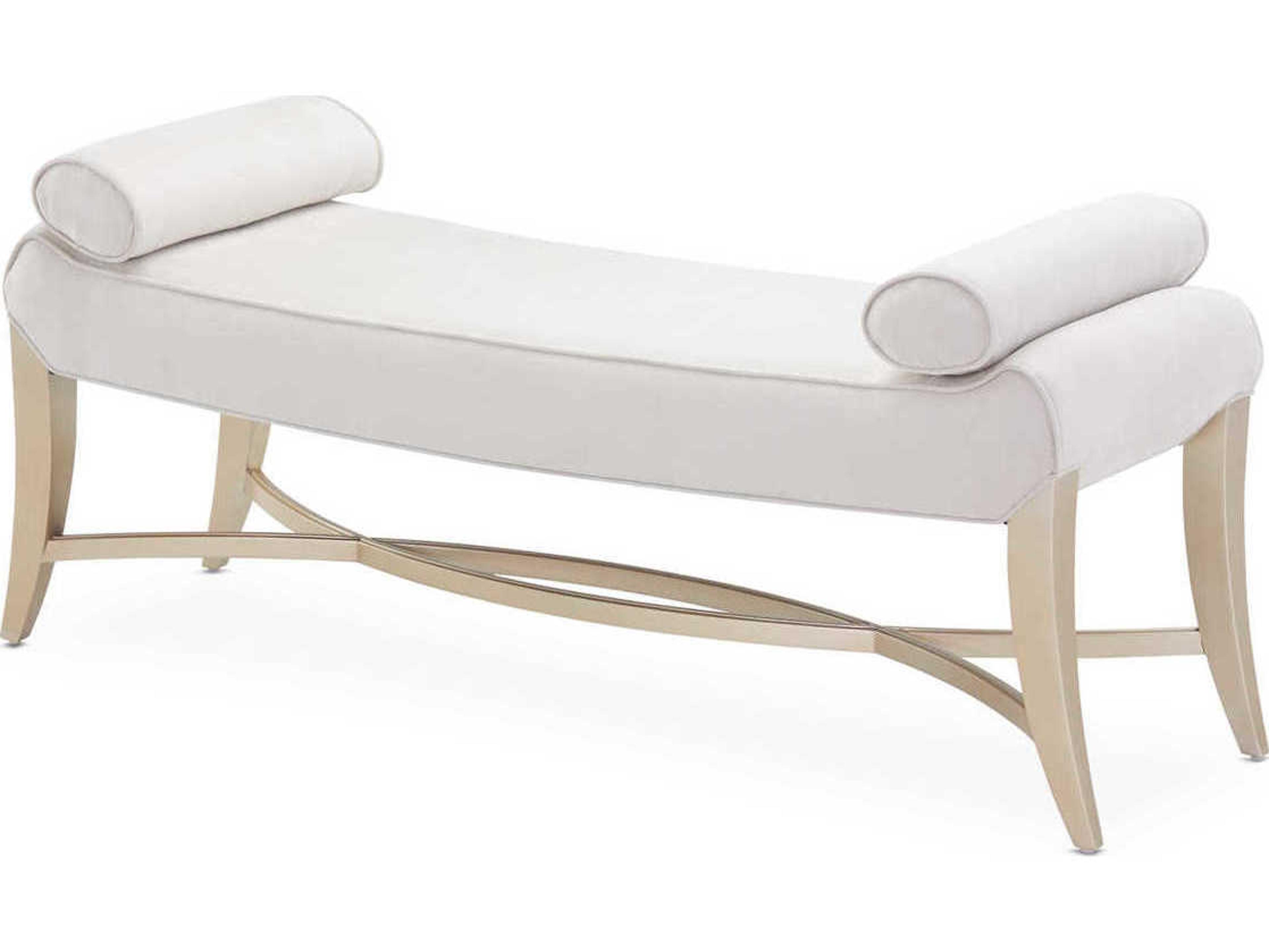 Michael Amini Malibu Crest Doeskin Gray Suede Upholstered Accent Bench