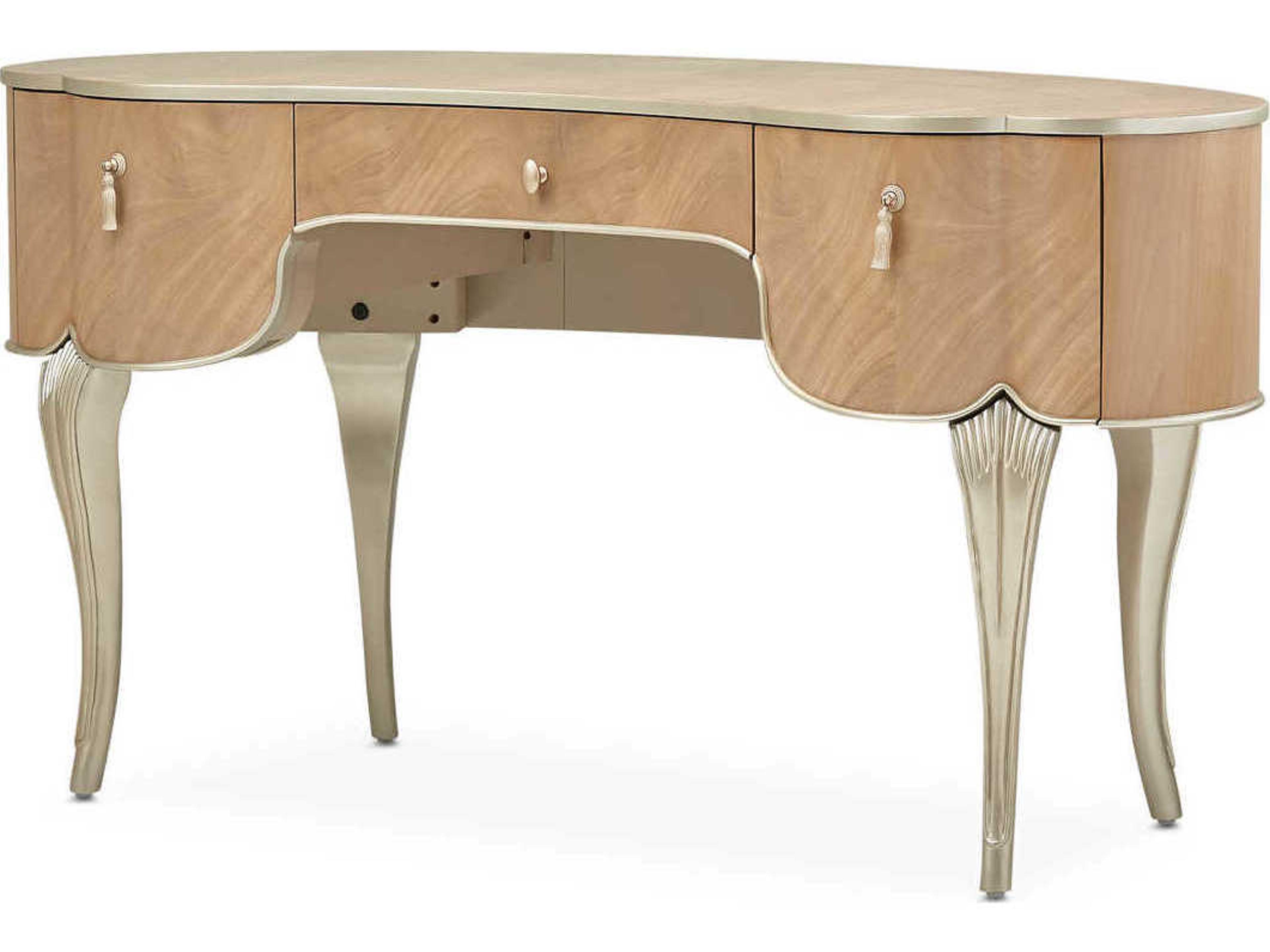 Michael Amini Villa Cherie Caramel chardonnay Birch Wood Vanity Table