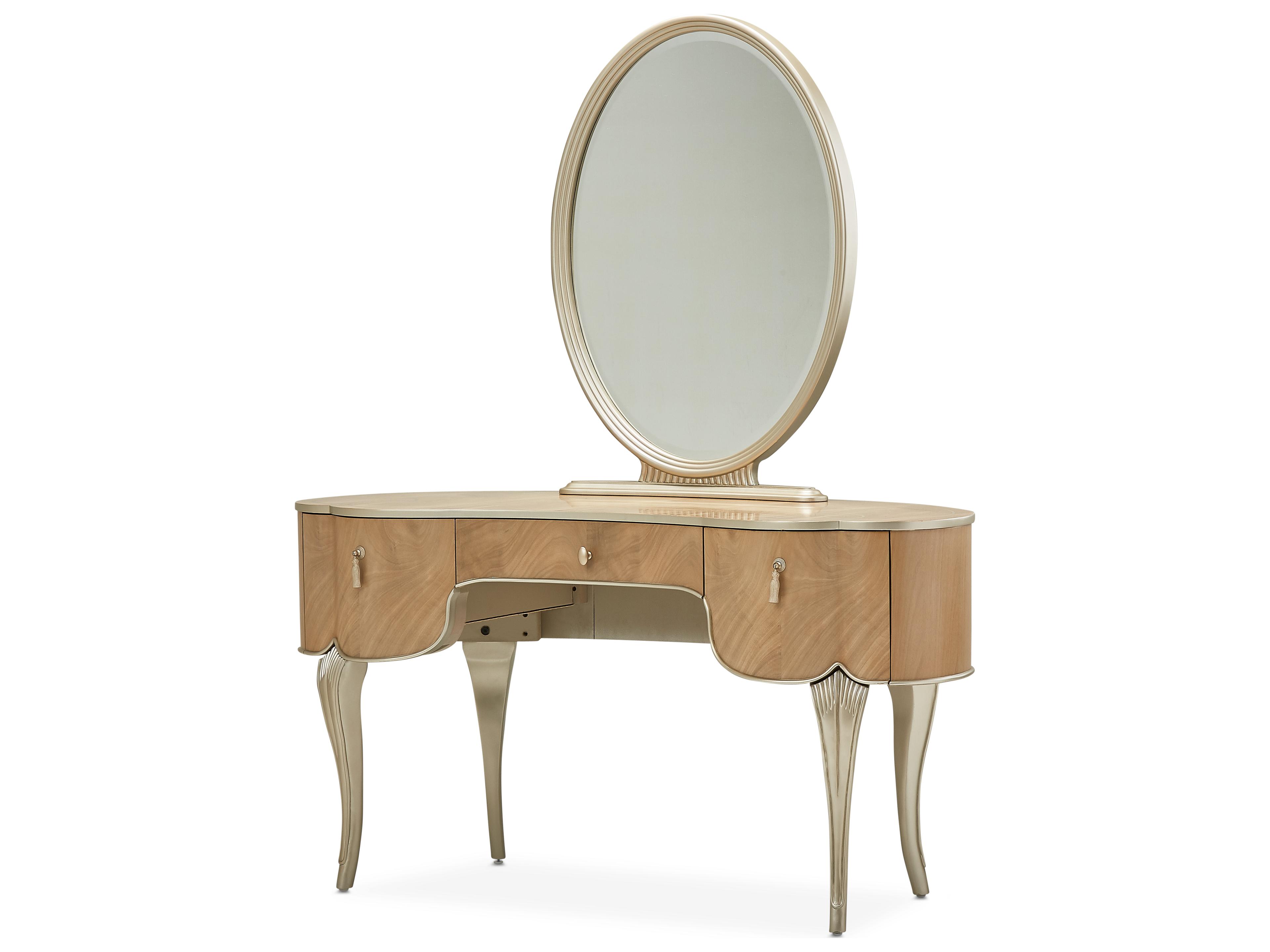 Michael Amini Villa Cherie Caramel Chardonnay Oval Dresser Mirror