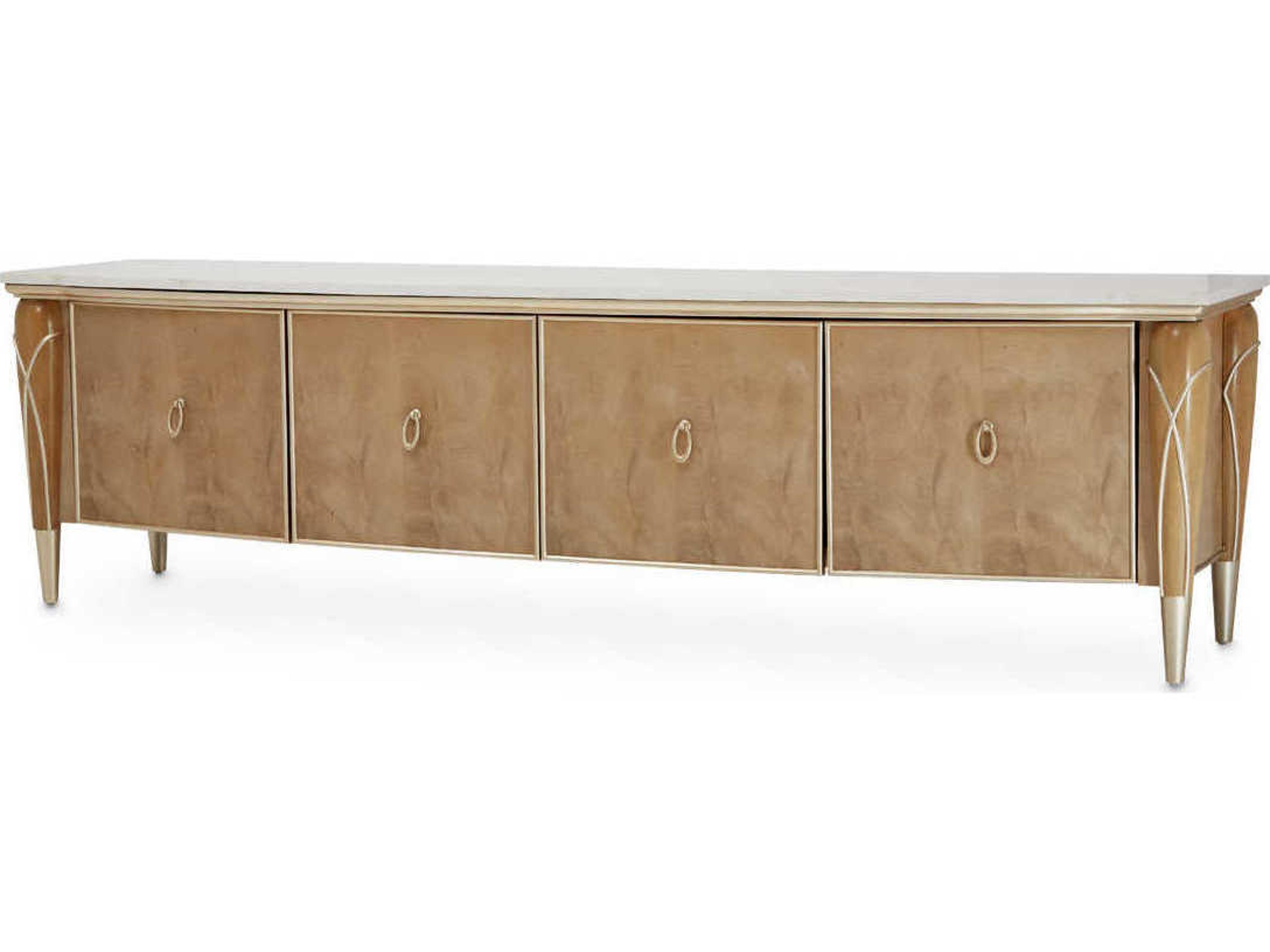Michael Amini Villa Cherie Caramel 80" Birch Wood Media Console