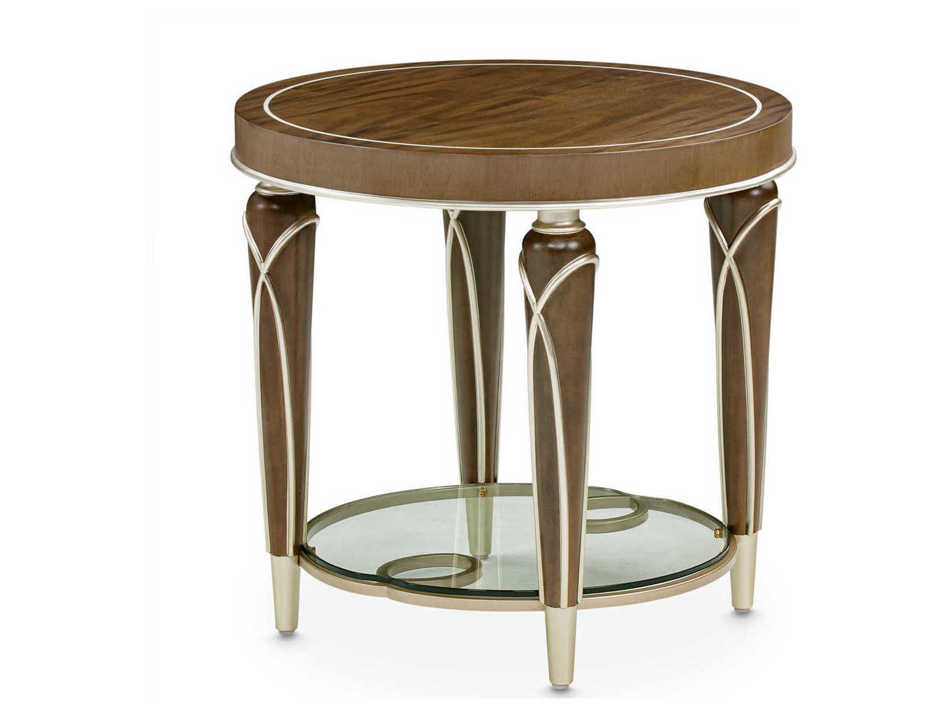 Michael Amini Villa Cherie Hazelnut Round Wood End Table