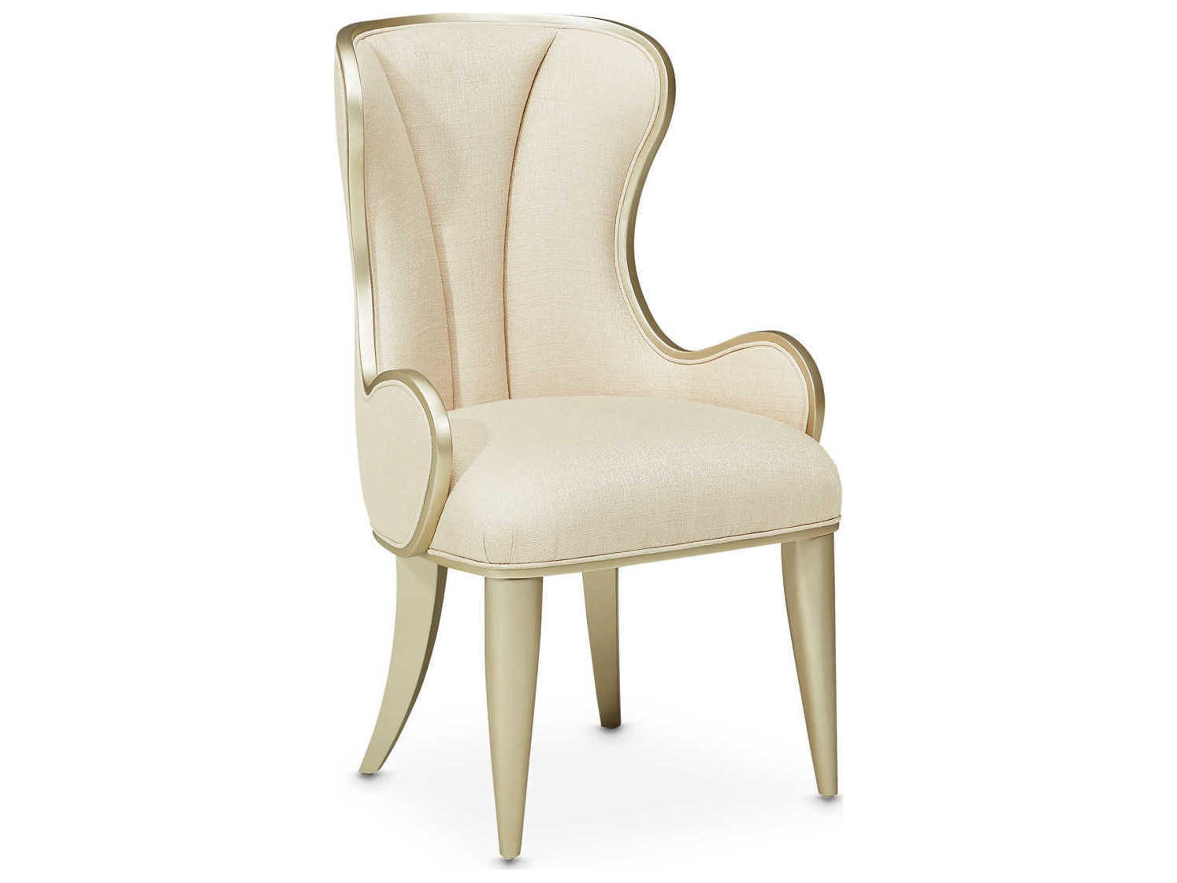 Michael Amini Villa Cherie Hazelnut White Upholstered Executive Desk Chair