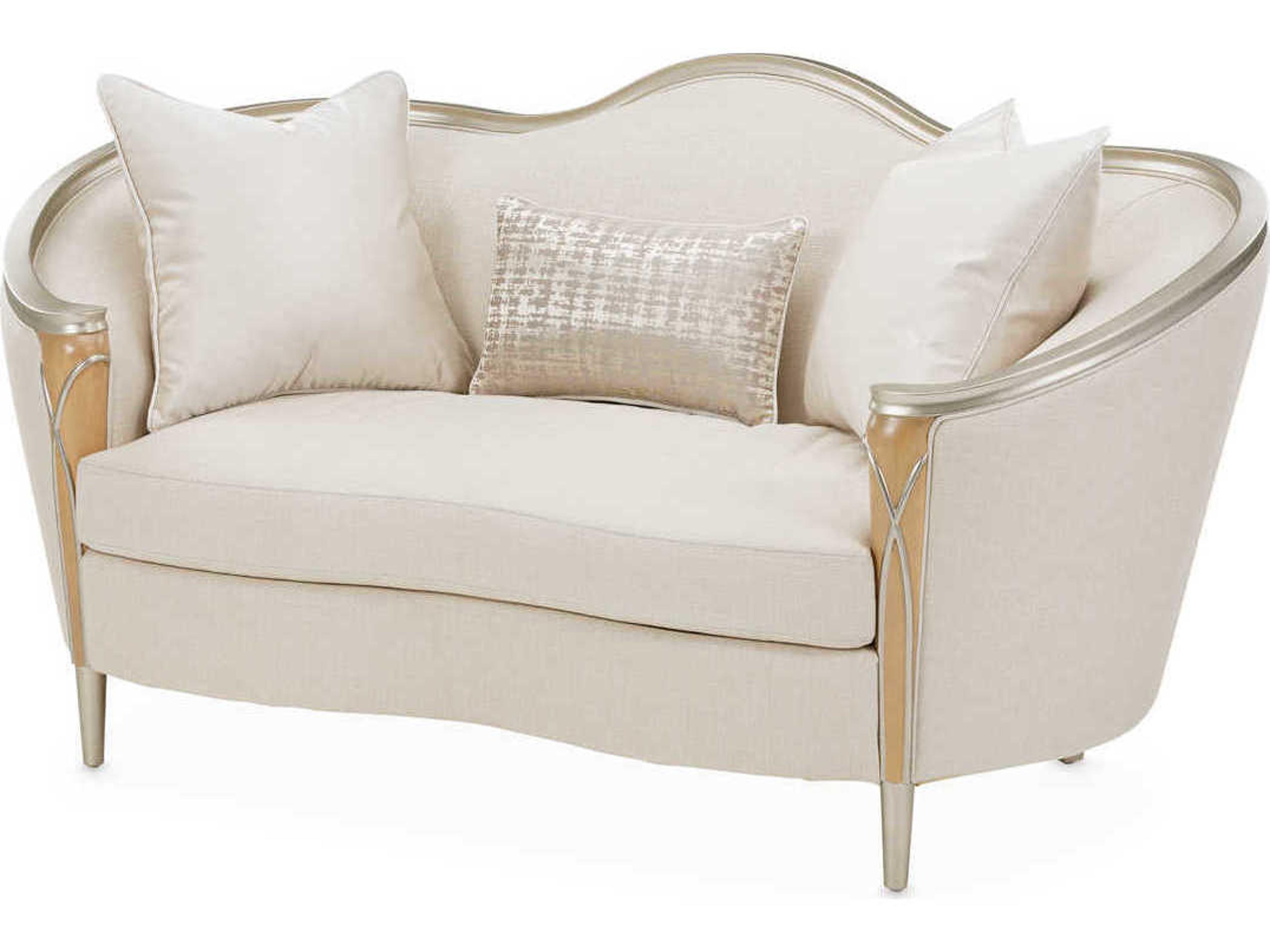 Michael Amini Villa Cherie Caramel Pearl Beige Upholstered Loveseat