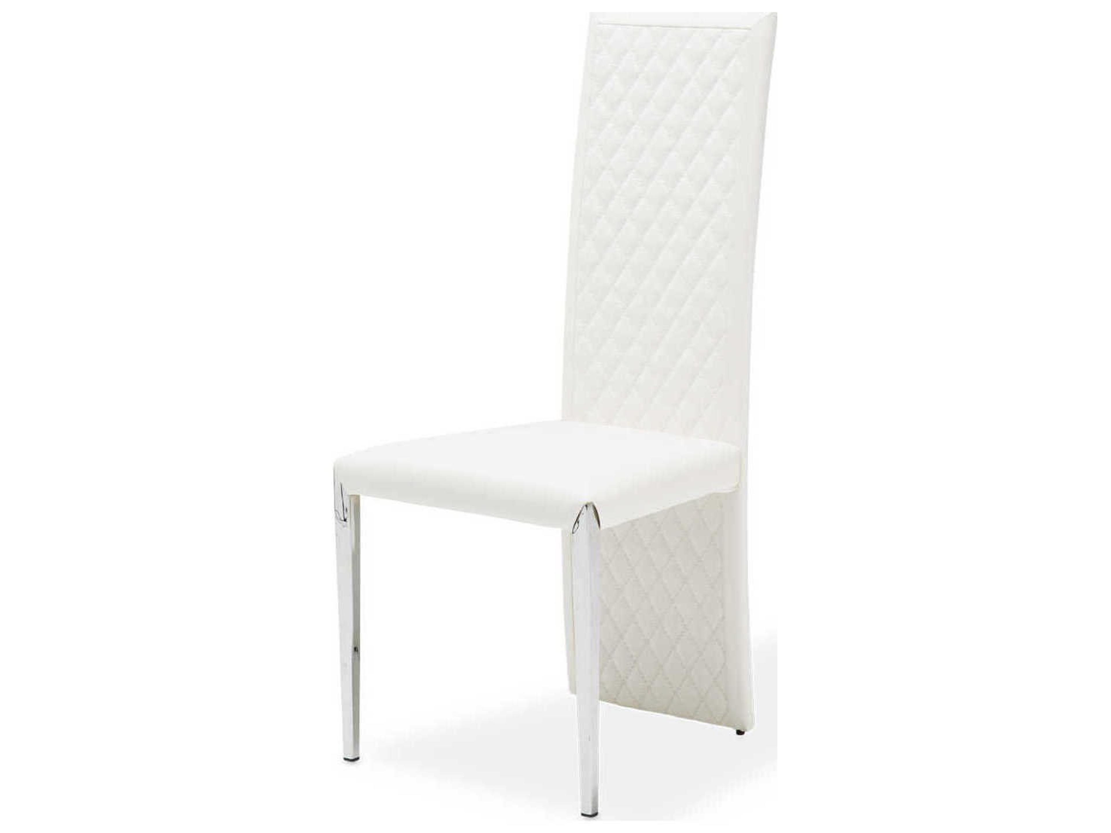 Michael Amini State St White Leather Side Dining Chair