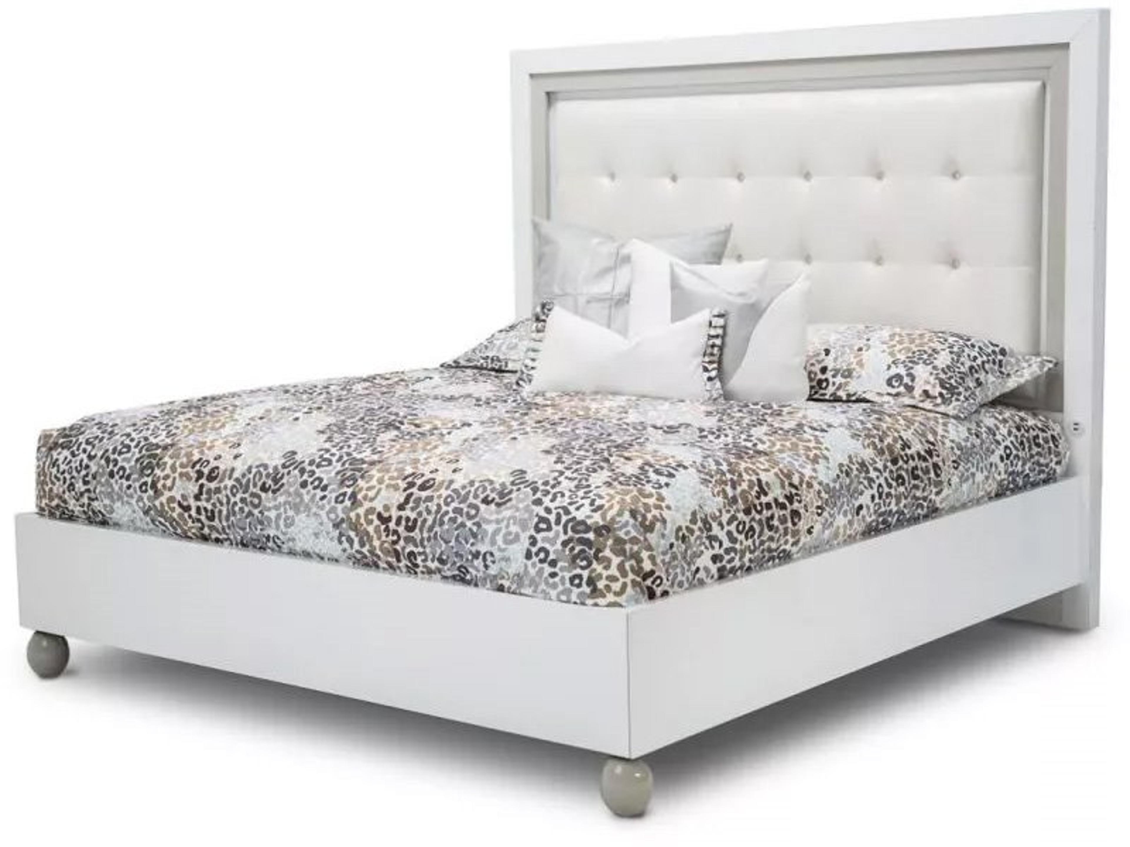 Michael Amini Sky Tower White Wood King Platform Bed