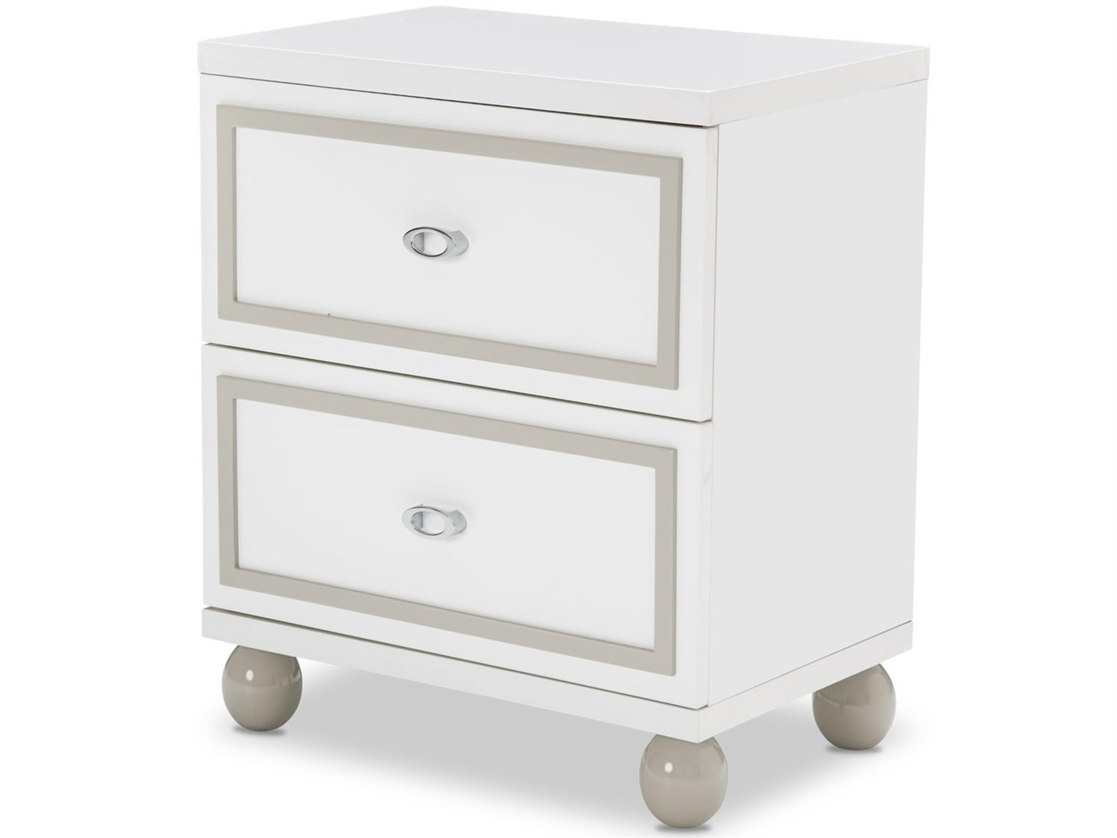 Michael Amini Sky Tower 2-Drawers White Nightstand