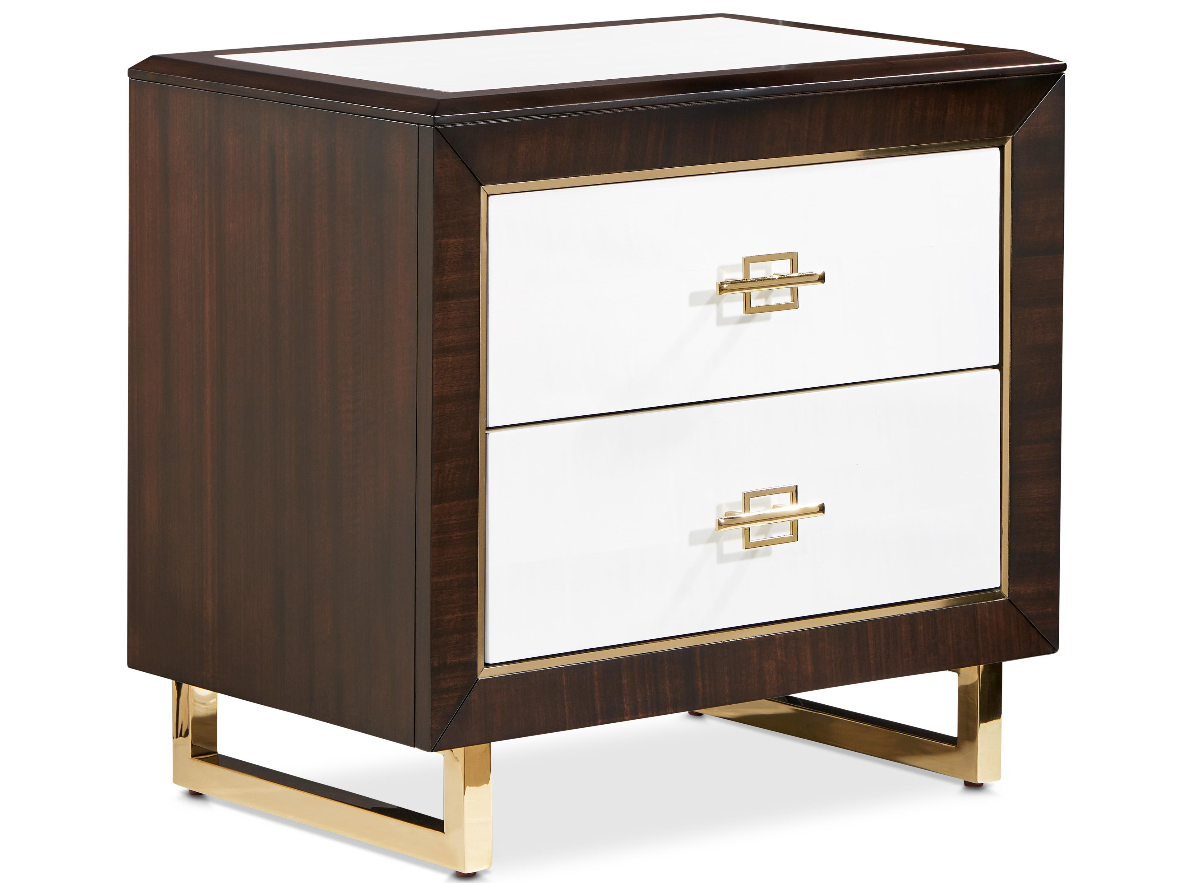 Michael Amini Belmont Place 2-Drawers Brown Poplar Wood Nightstand