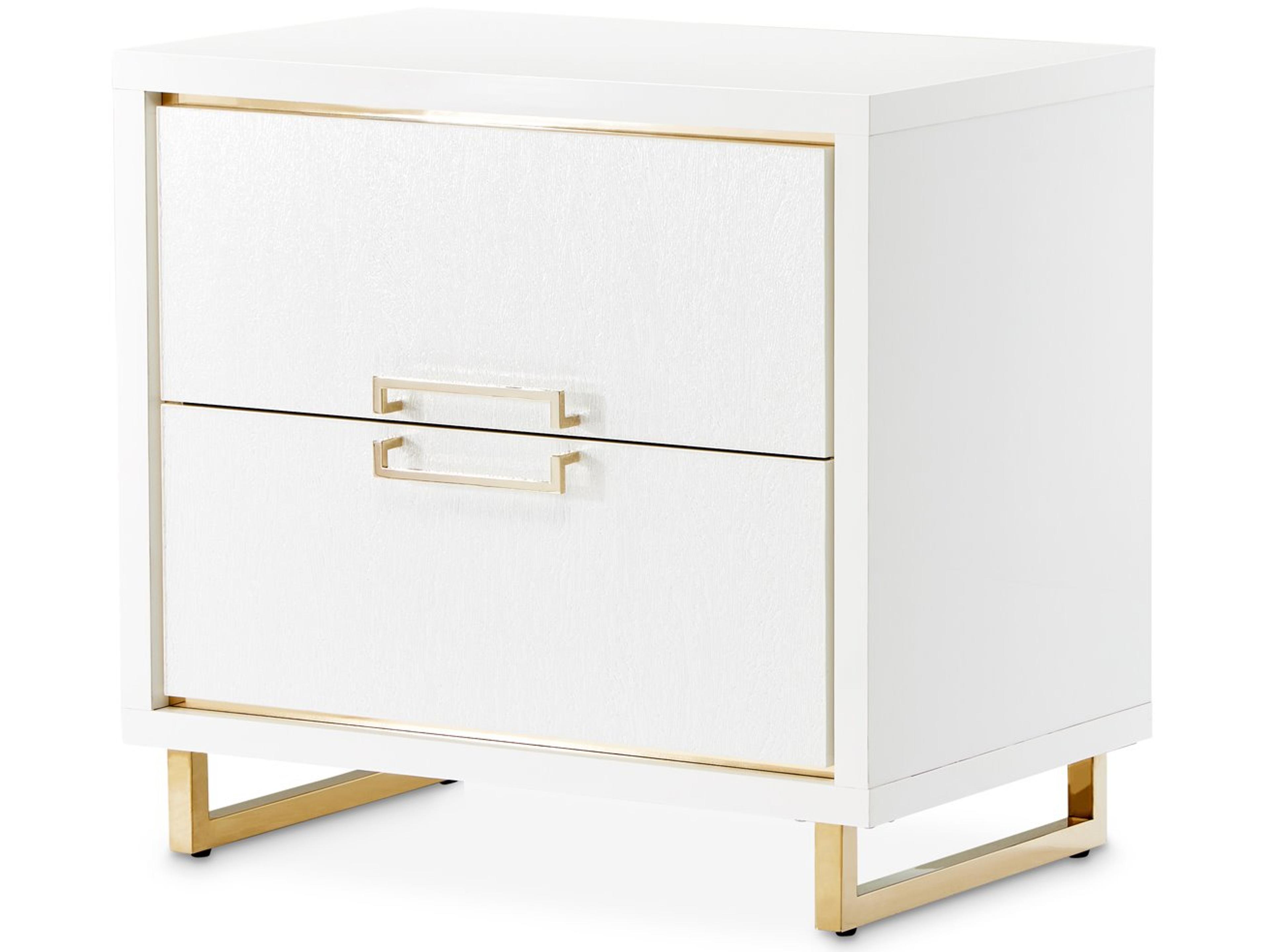 Michael Amini Palm Gate 2-Drawers White Nightstand