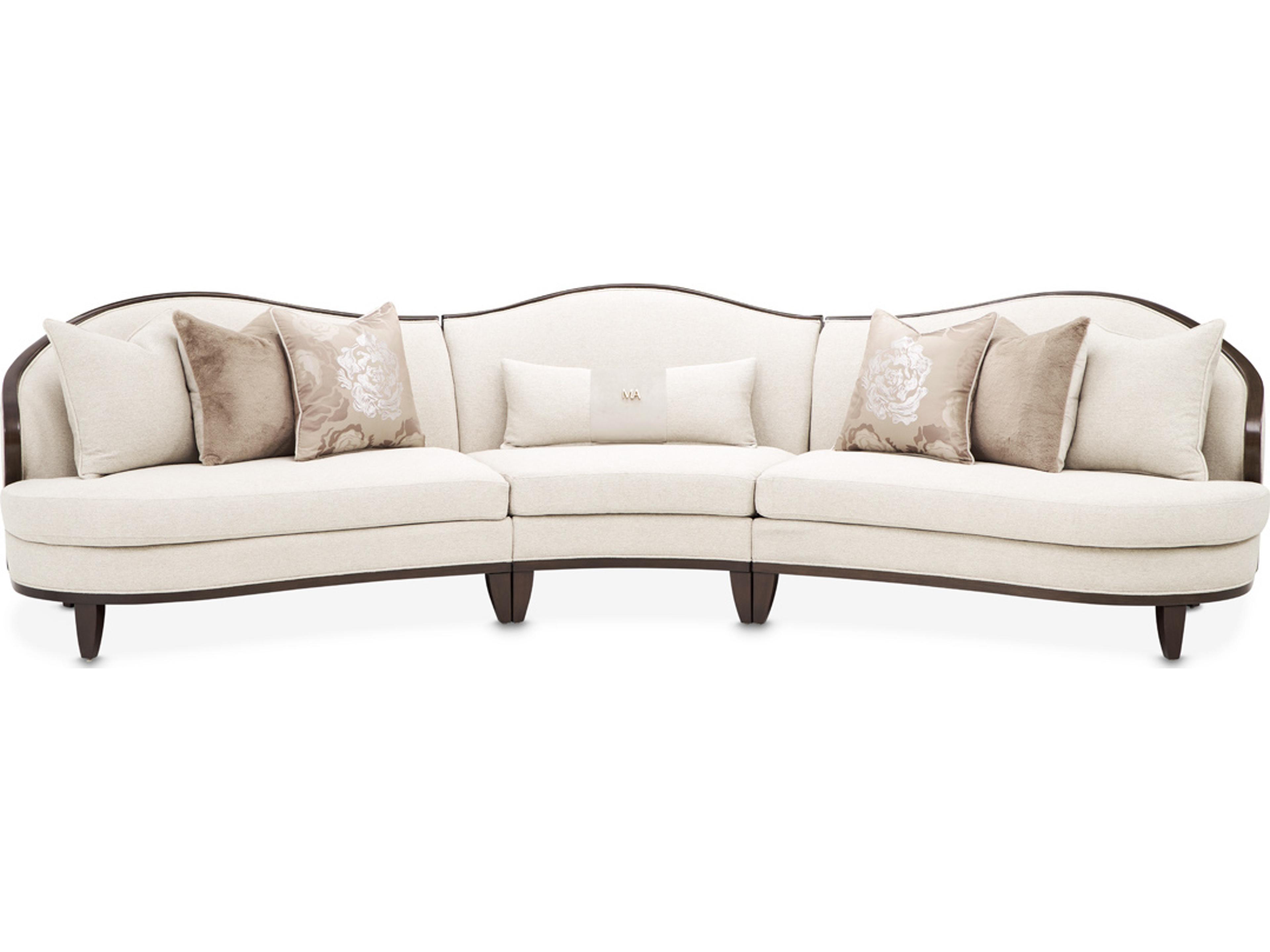 Michael Amini Camellia Field Warm Pecan Linen Beige Upholstered Modular