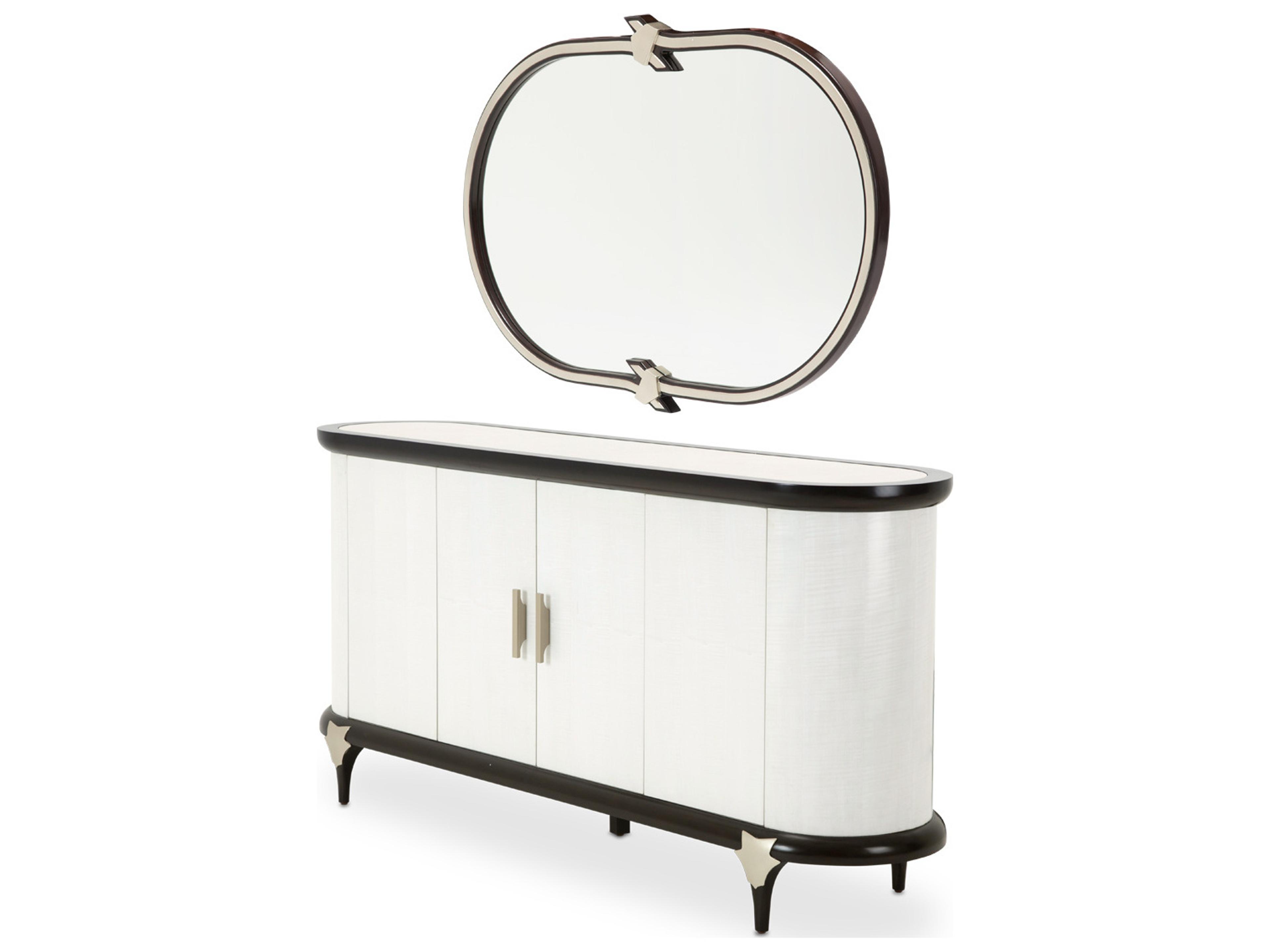 Michael Amini Paris Chic 72" Beech Wood Sideboard with Mirror Set