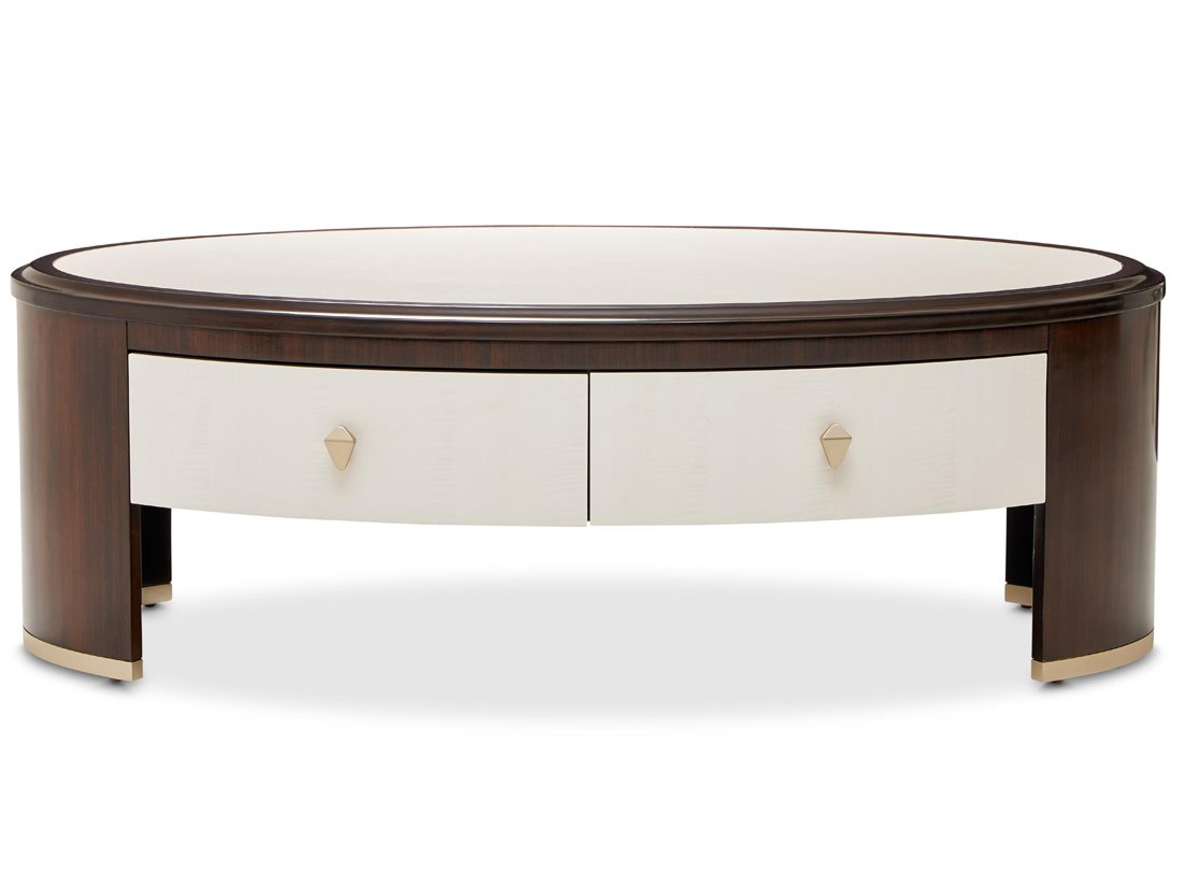 Michael Amini Paris Chic Oval Marble Coffee Table